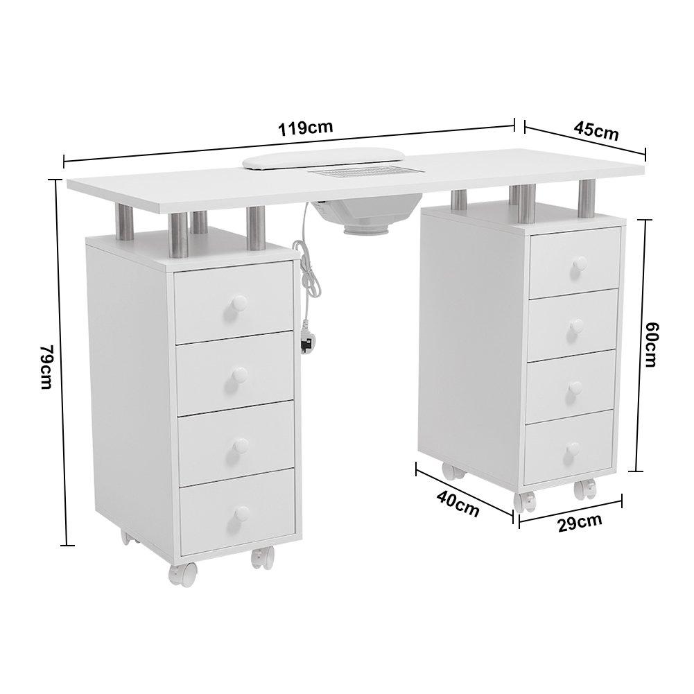 White - SHEONLY - Rolling Manicure Table with Dust Collector - 9