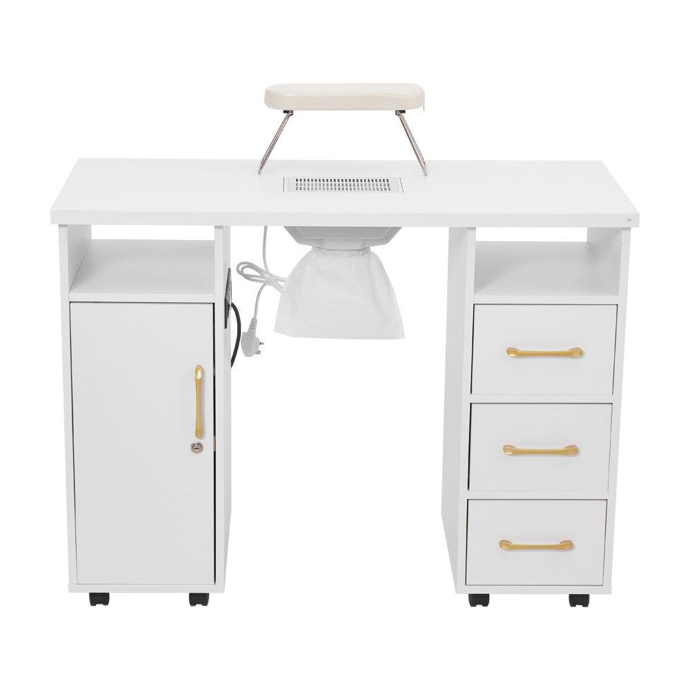 White - SHEONLY - Rolling Manicure Table with Charge & Dust Collect - 3