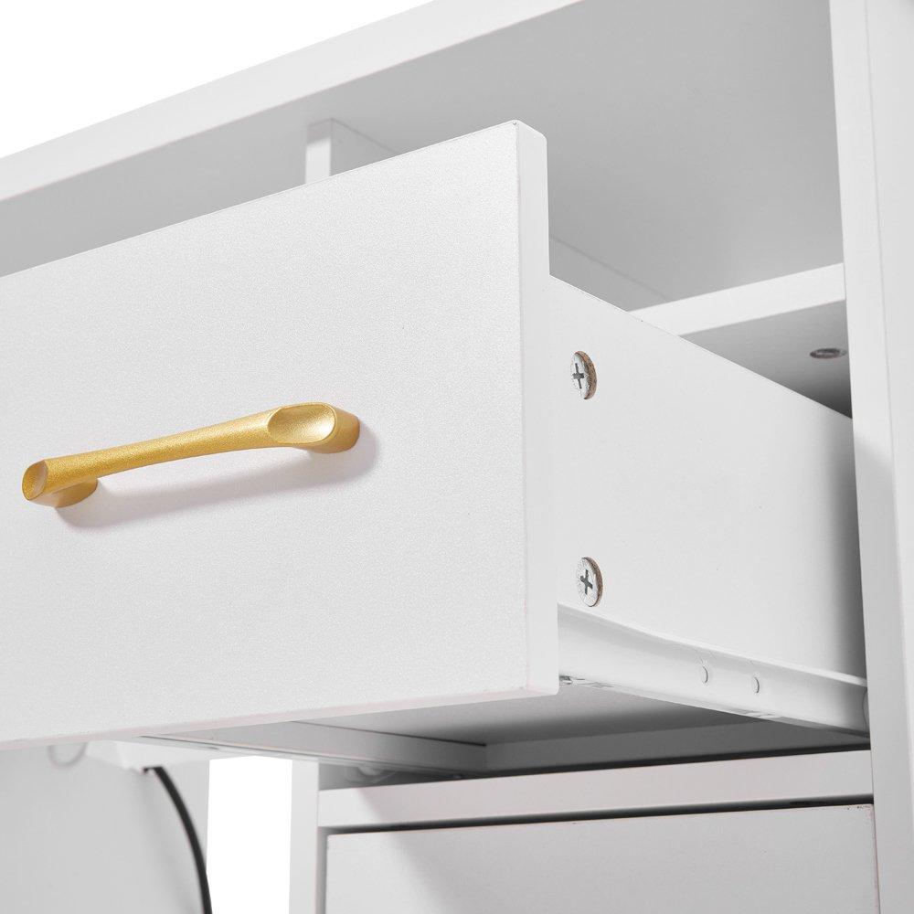 White - SHEONLY - Rolling Manicure Table with Charge & Dust Collect - 5