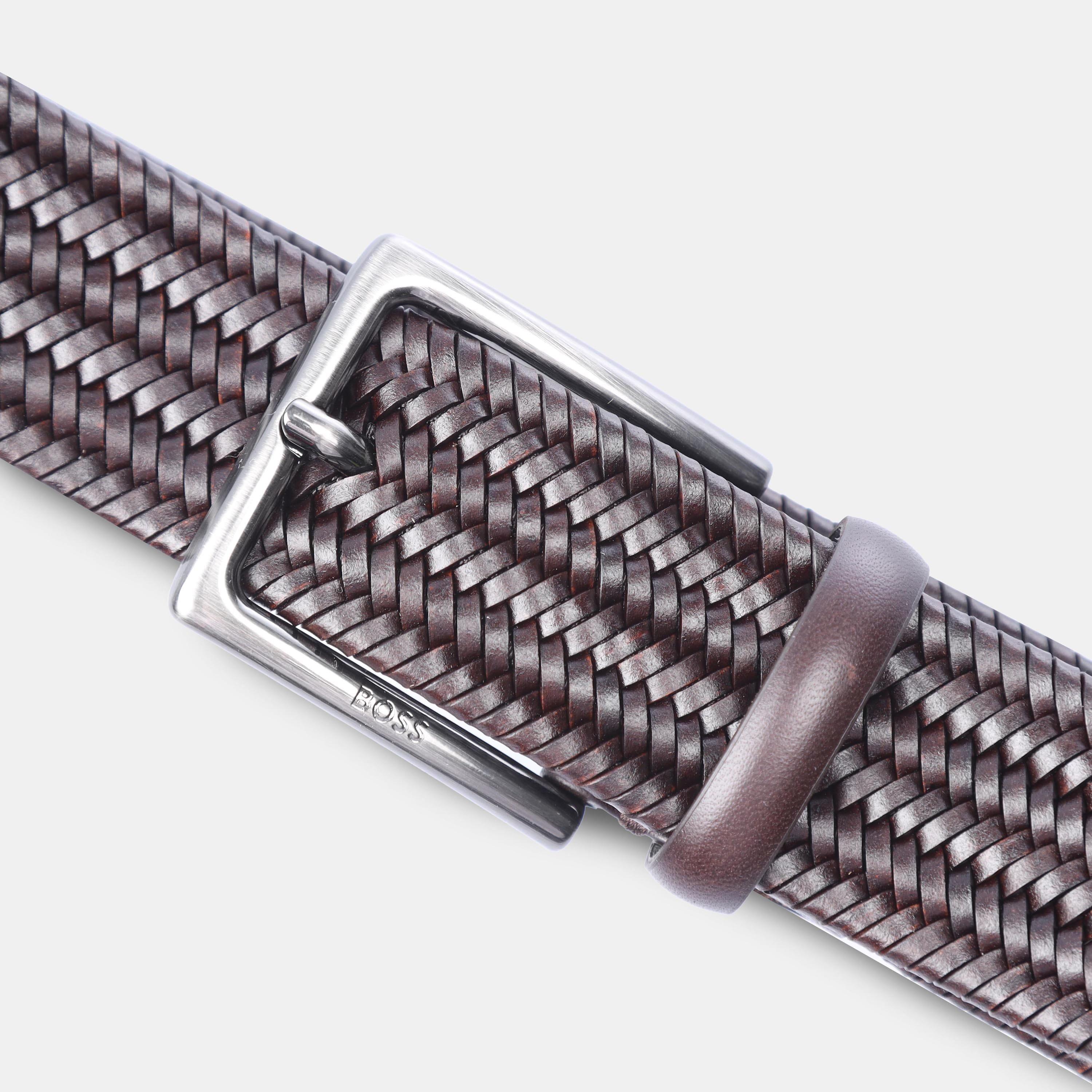 Brown - Boss - Semyo Woven Leather Belt - 2