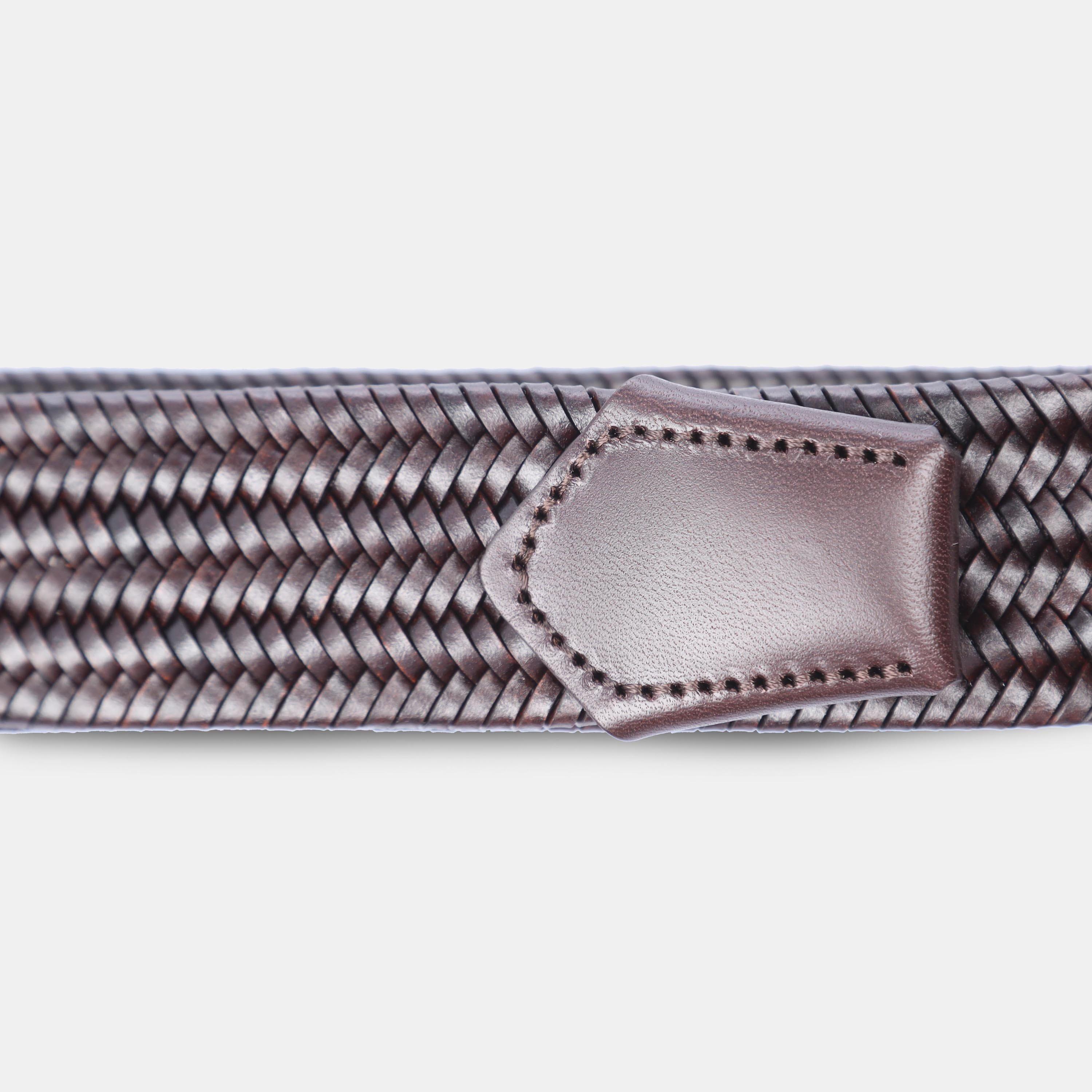 Brown - Boss - Semyo Woven Leather Belt - 3