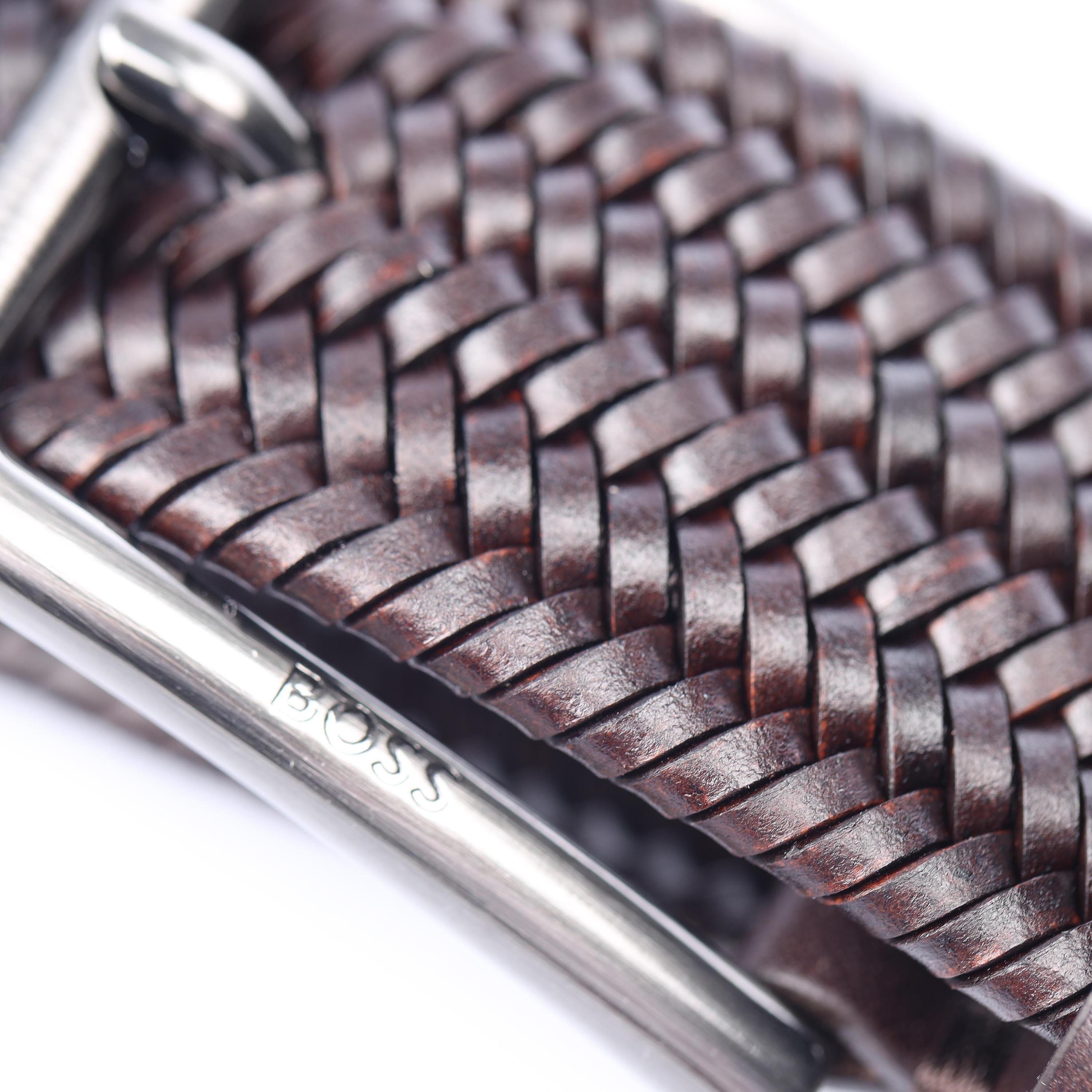 Brown - Boss - Semyo Woven Leather Belt - 4