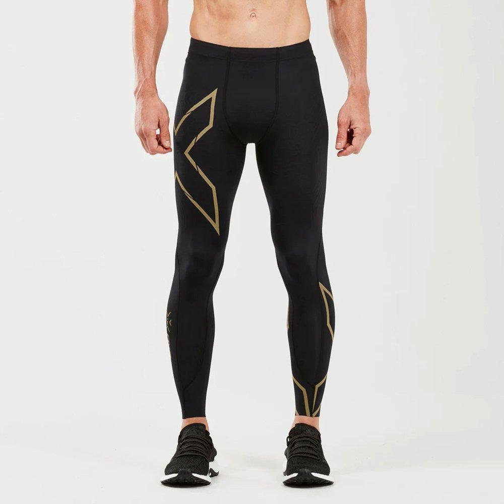Black/Gold - 2XU - Light Speed Compression Tights Mens - 1