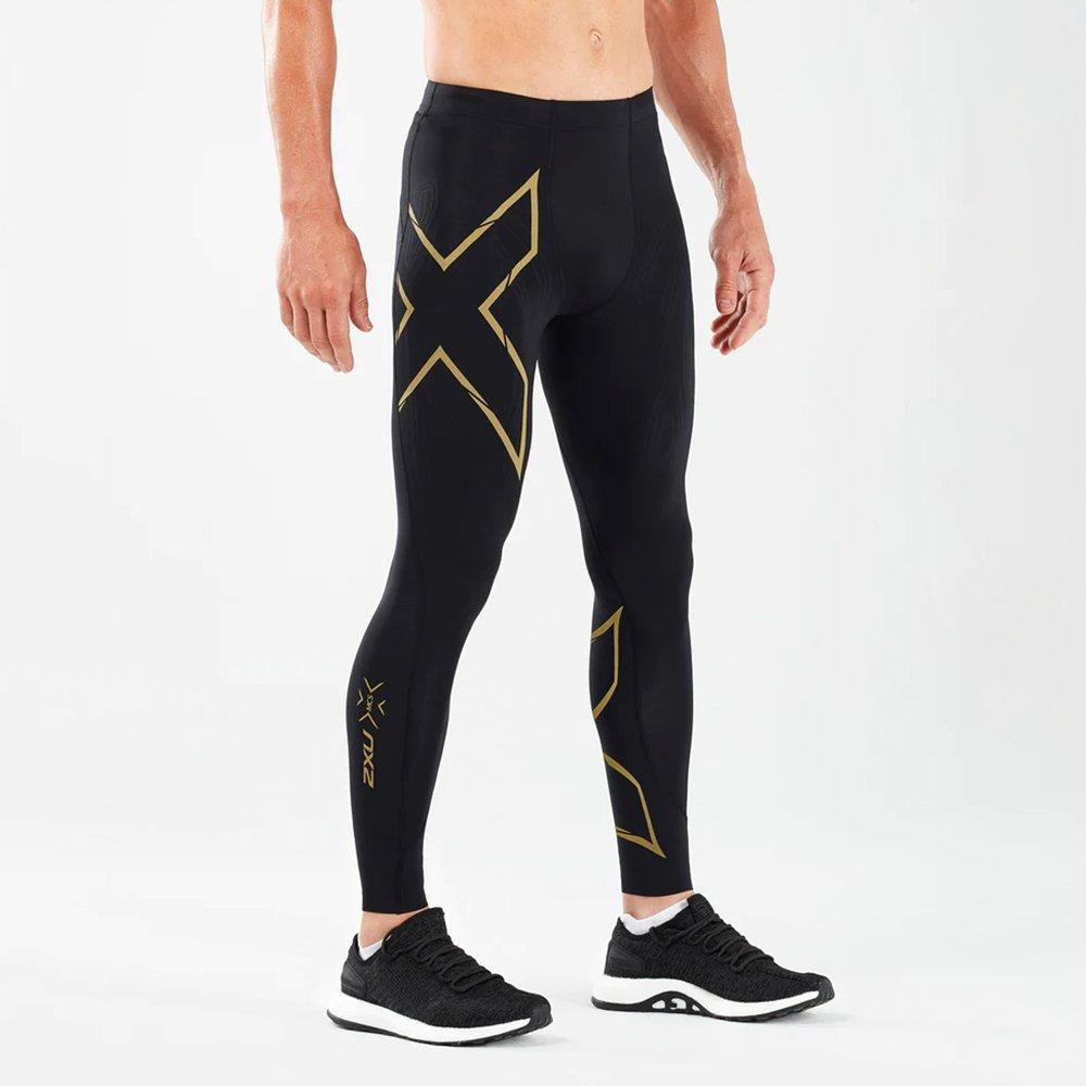 Black/Gold - 2XU - Light Speed Compression Tights Mens - 3