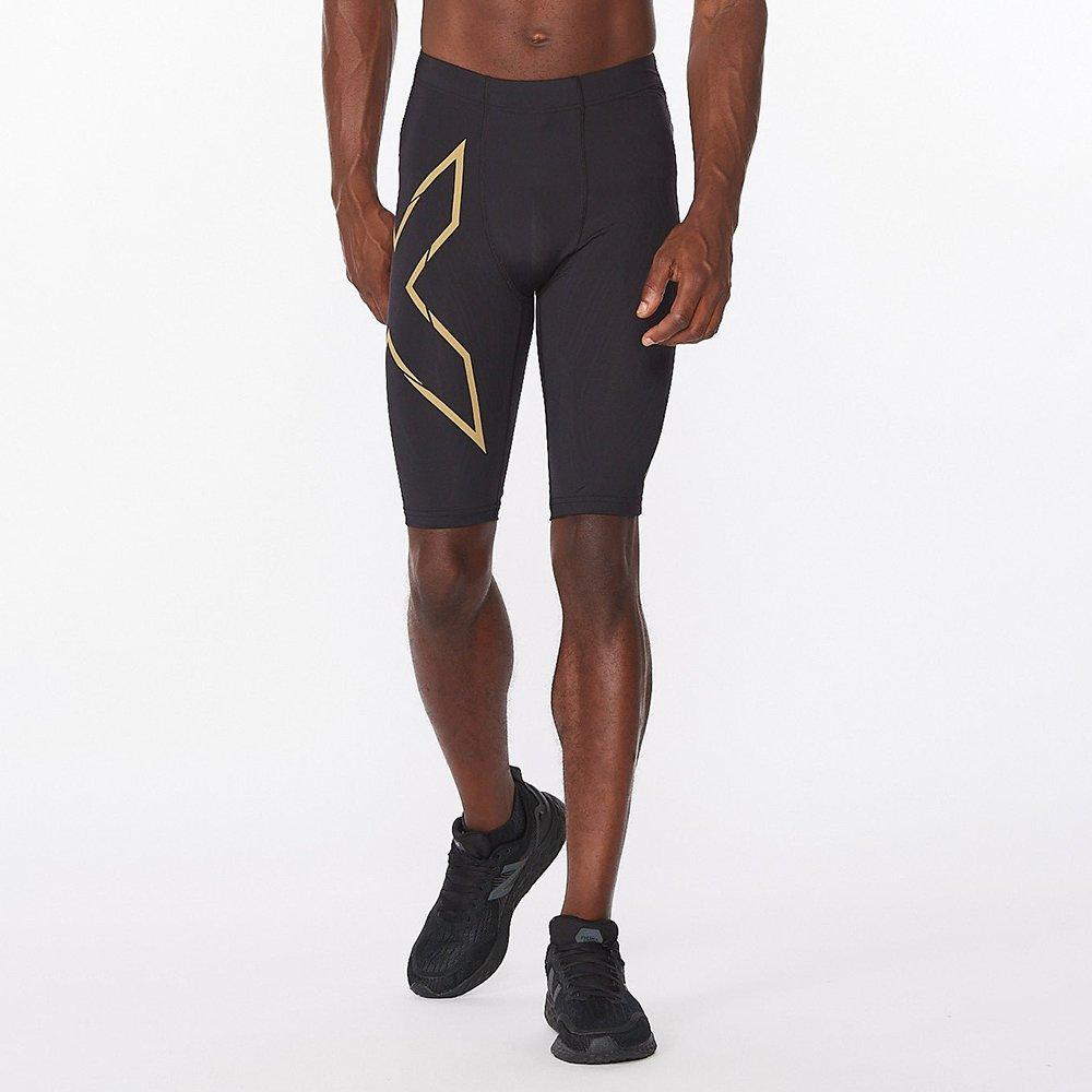 Black/Gold - 2XU - Light Speed Run Compression Shorts - 1