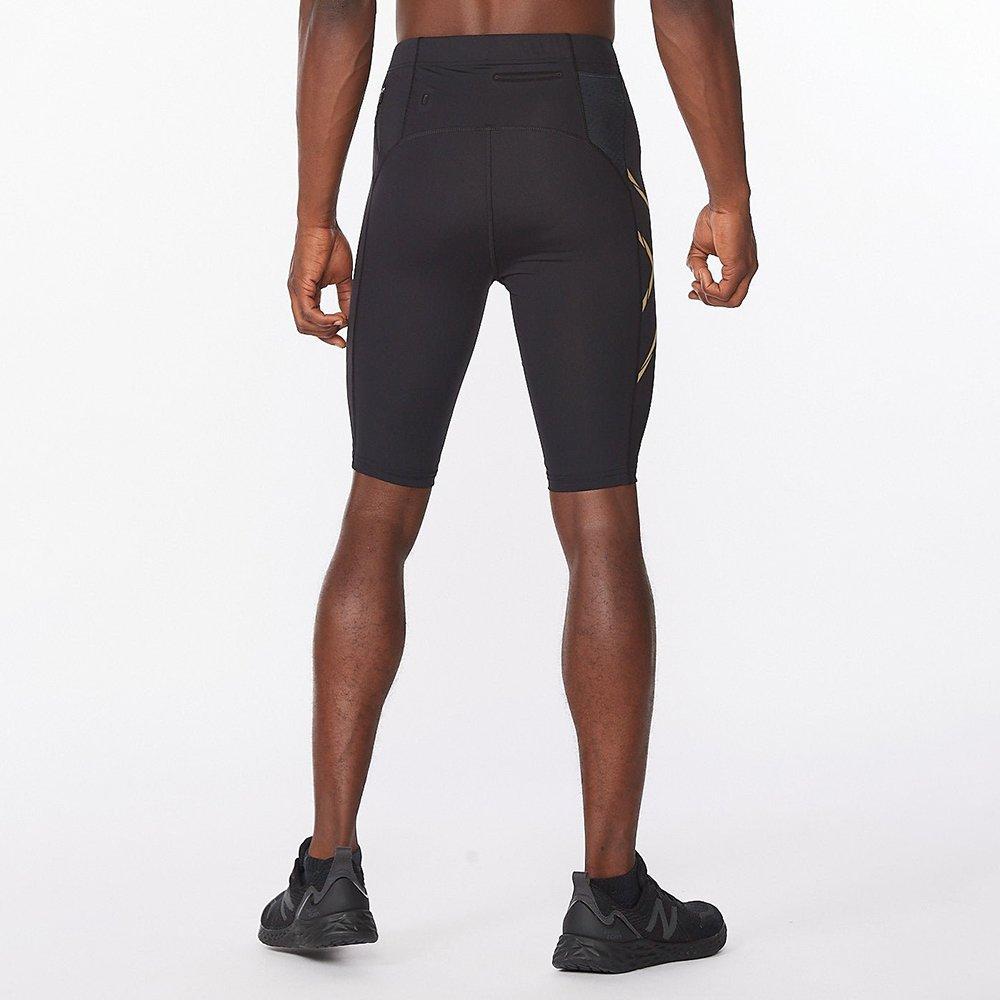 Black/Gold - 2XU - Light Speed Run Compression Shorts - 2