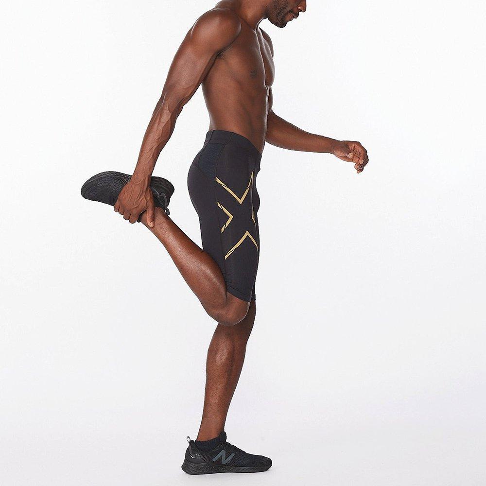 Black/Gold - 2XU - Light Speed Run Compression Shorts - 3