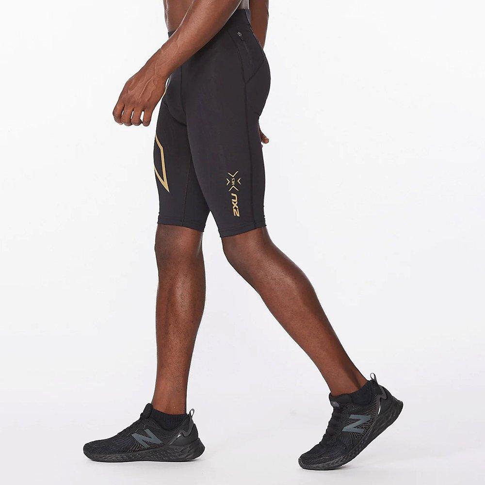Black/Gold - 2XU - Light Speed Run Compression Shorts - 4