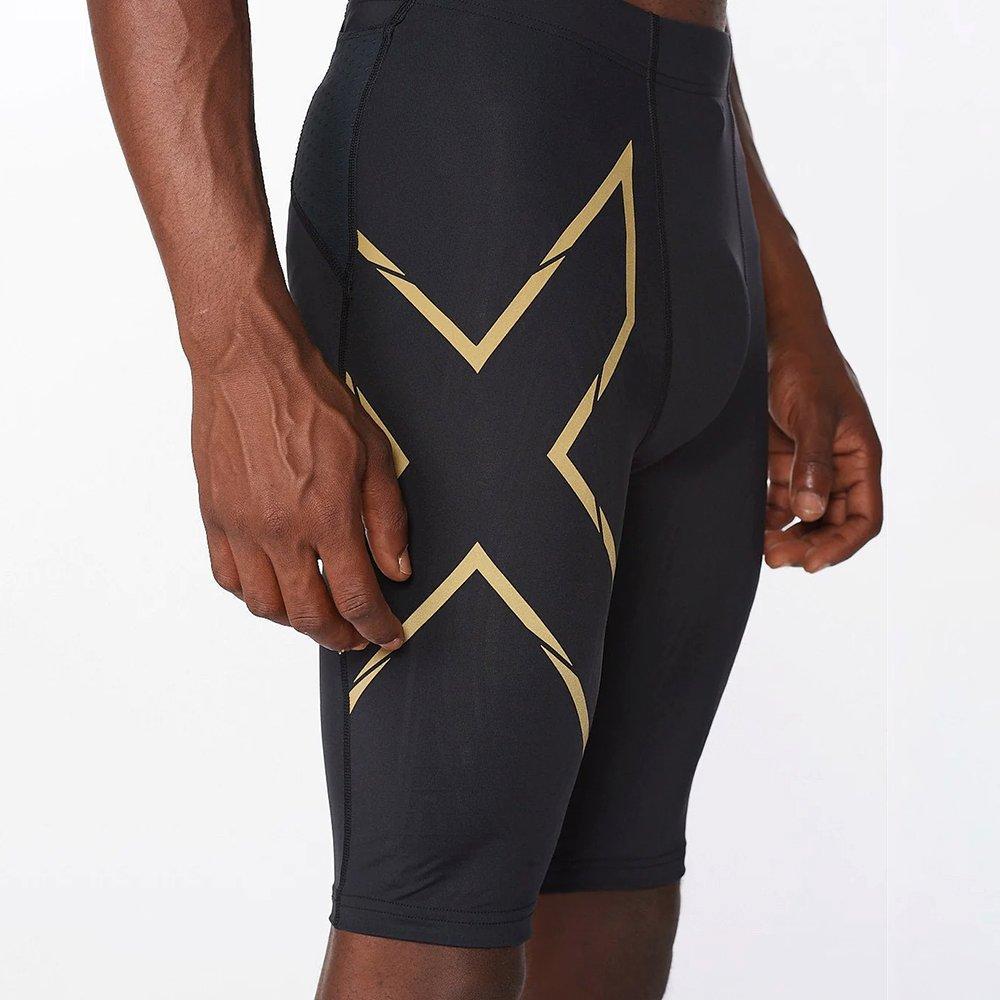 Black/Gold - 2XU - Light Speed Run Compression Shorts - 5