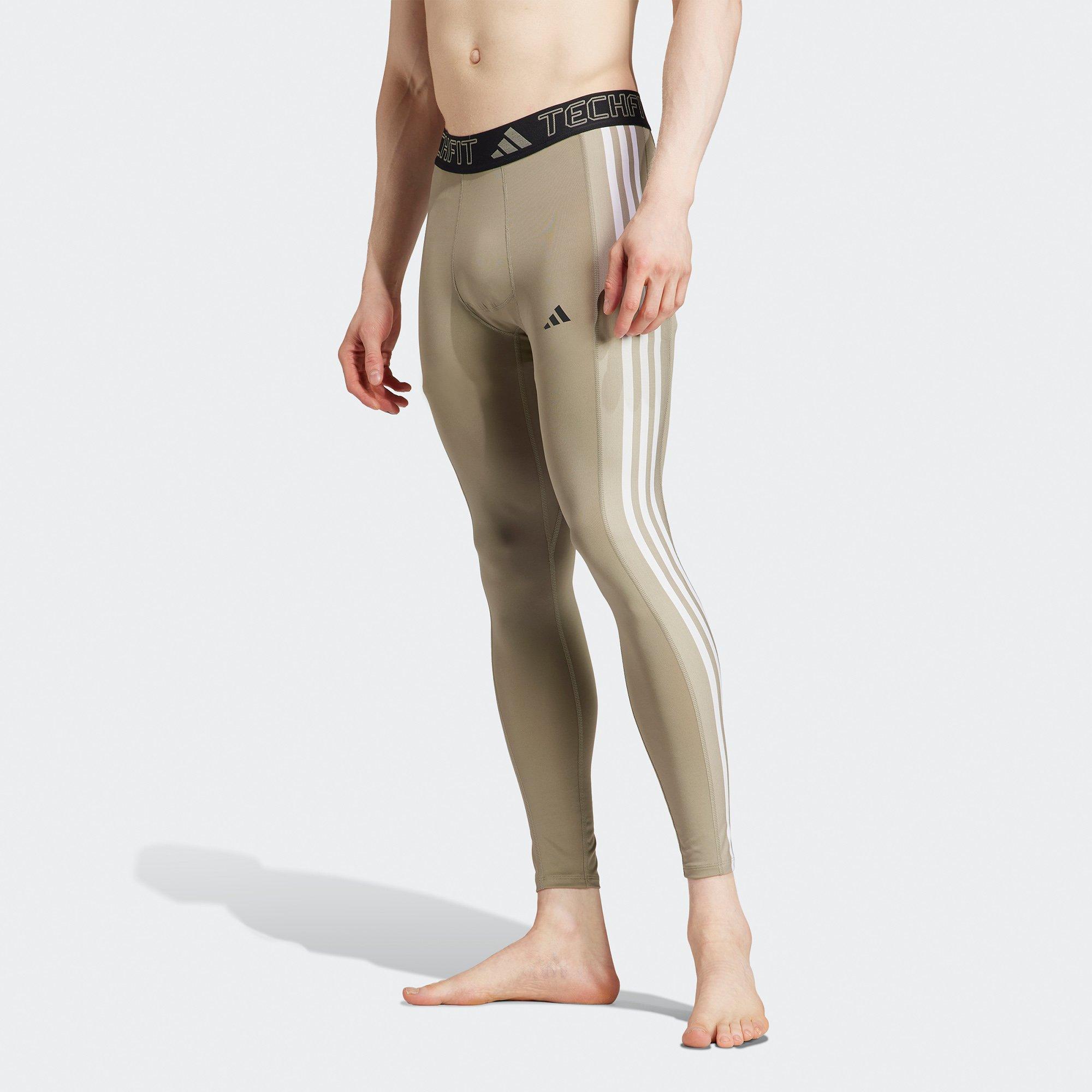 Silver Pebble - adidas - adidas 5 Techfit 3 Stripes Mens Training Long Tights - 3