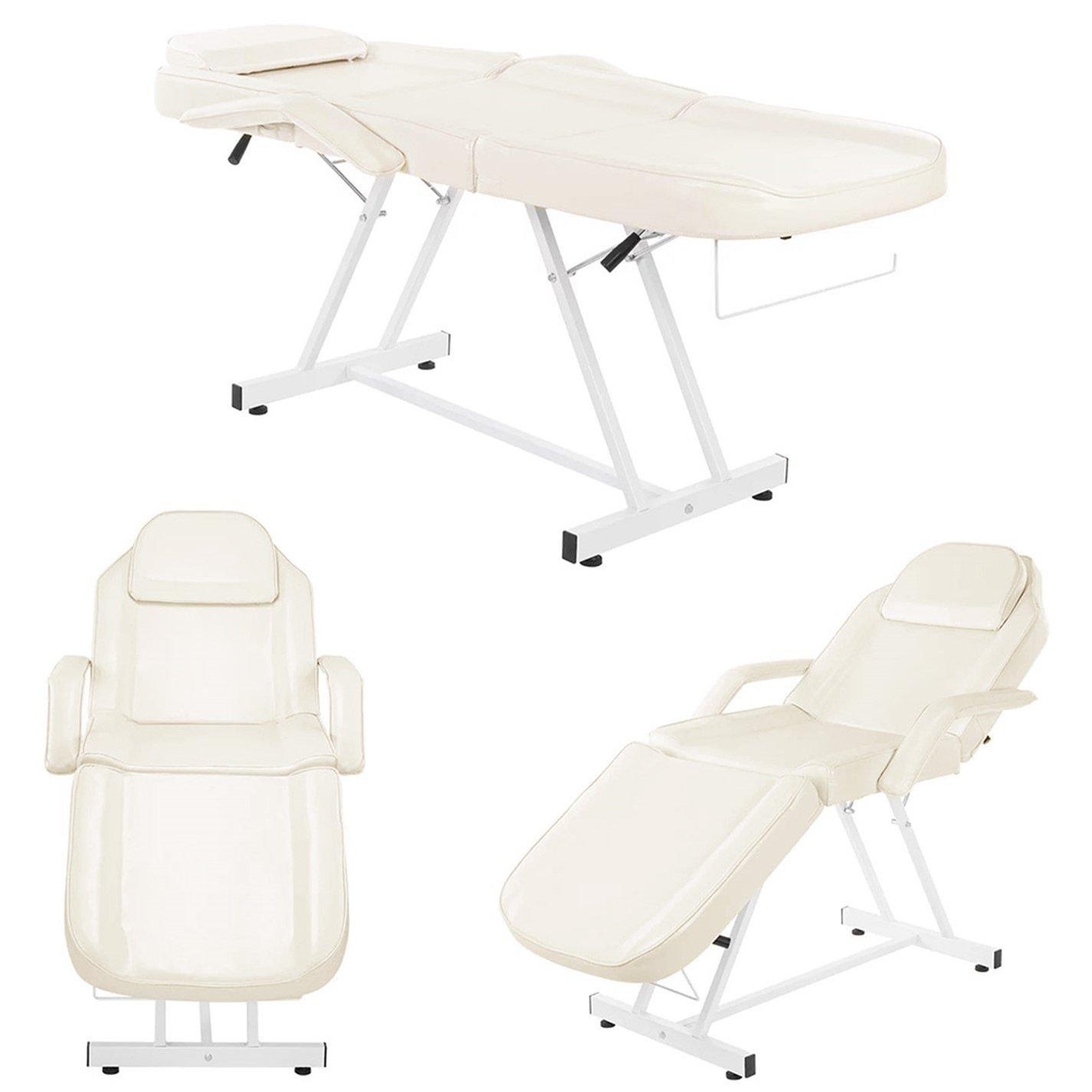 White - SHEONLY - Adjustable Massage Table with Recliner & Stool - 5