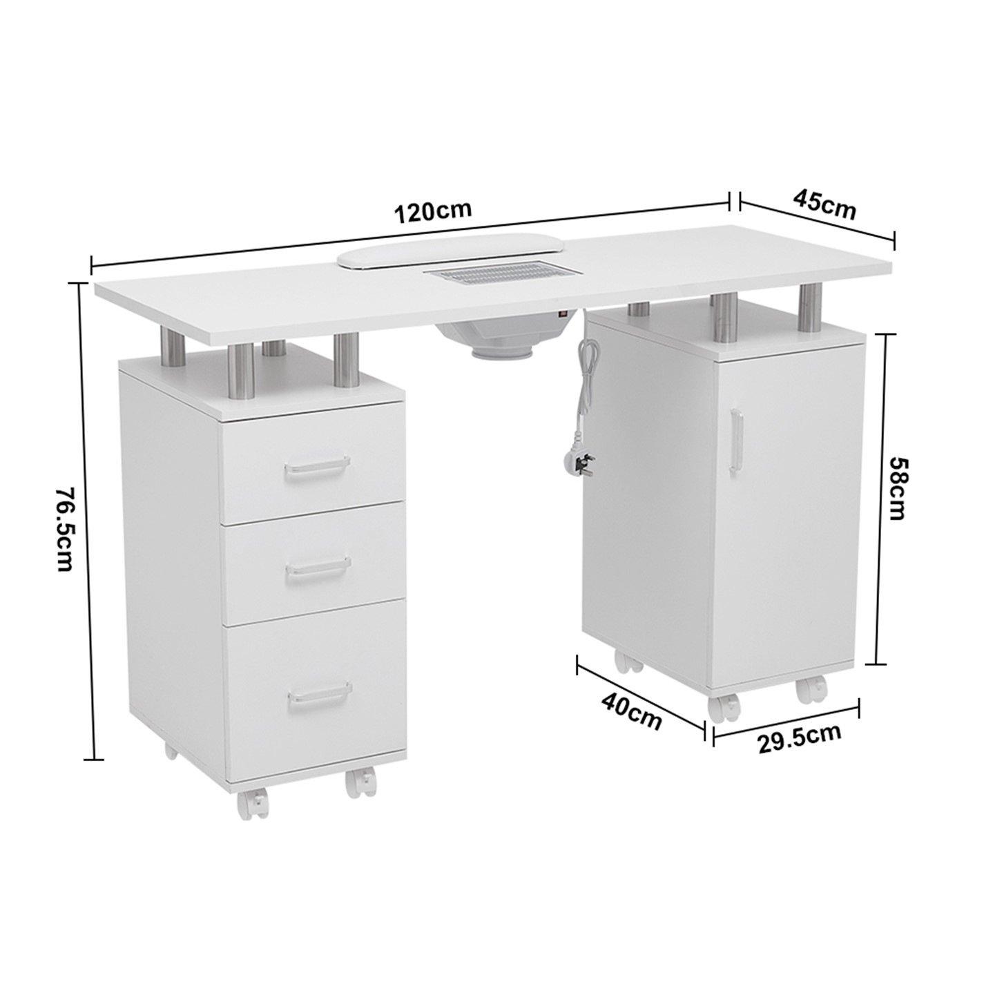 White - SHEONLY - Mobile Manicure Table with Dust Collector & Drawer - 12