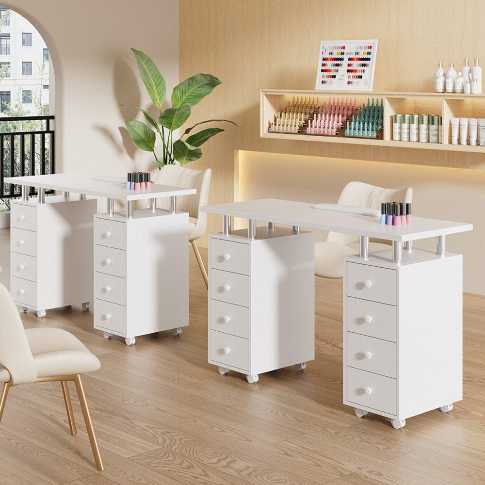 White - SHEONLY - Mobile 8-Drawer Manicure Table Beauty Station - 2