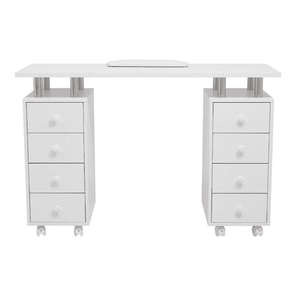 White - SHEONLY - Mobile 8-Drawer Manicure Table Beauty Station - 3