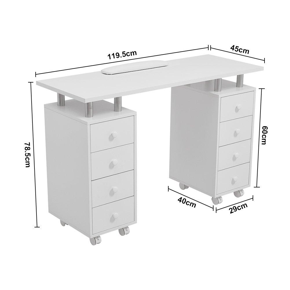 White - SHEONLY - Mobile 8-Drawer Manicure Table Beauty Station - 10