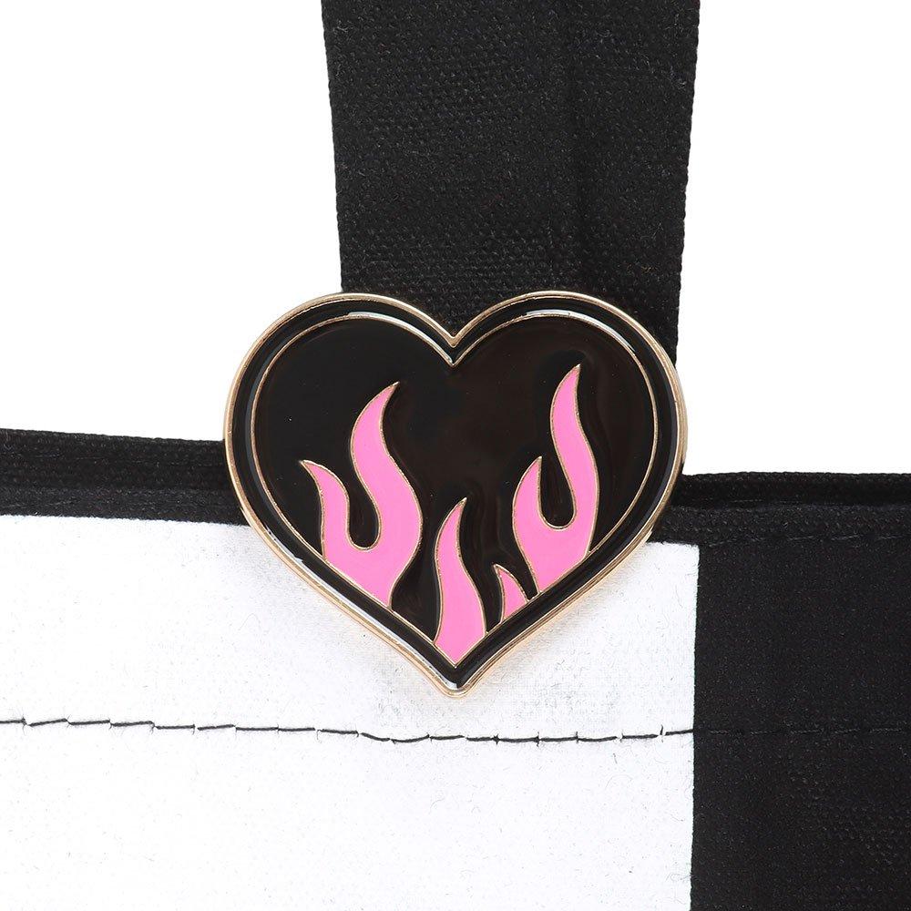 Black - Something Different - Checkerboard Print Polycotton Tote Bag with Enamel - 4