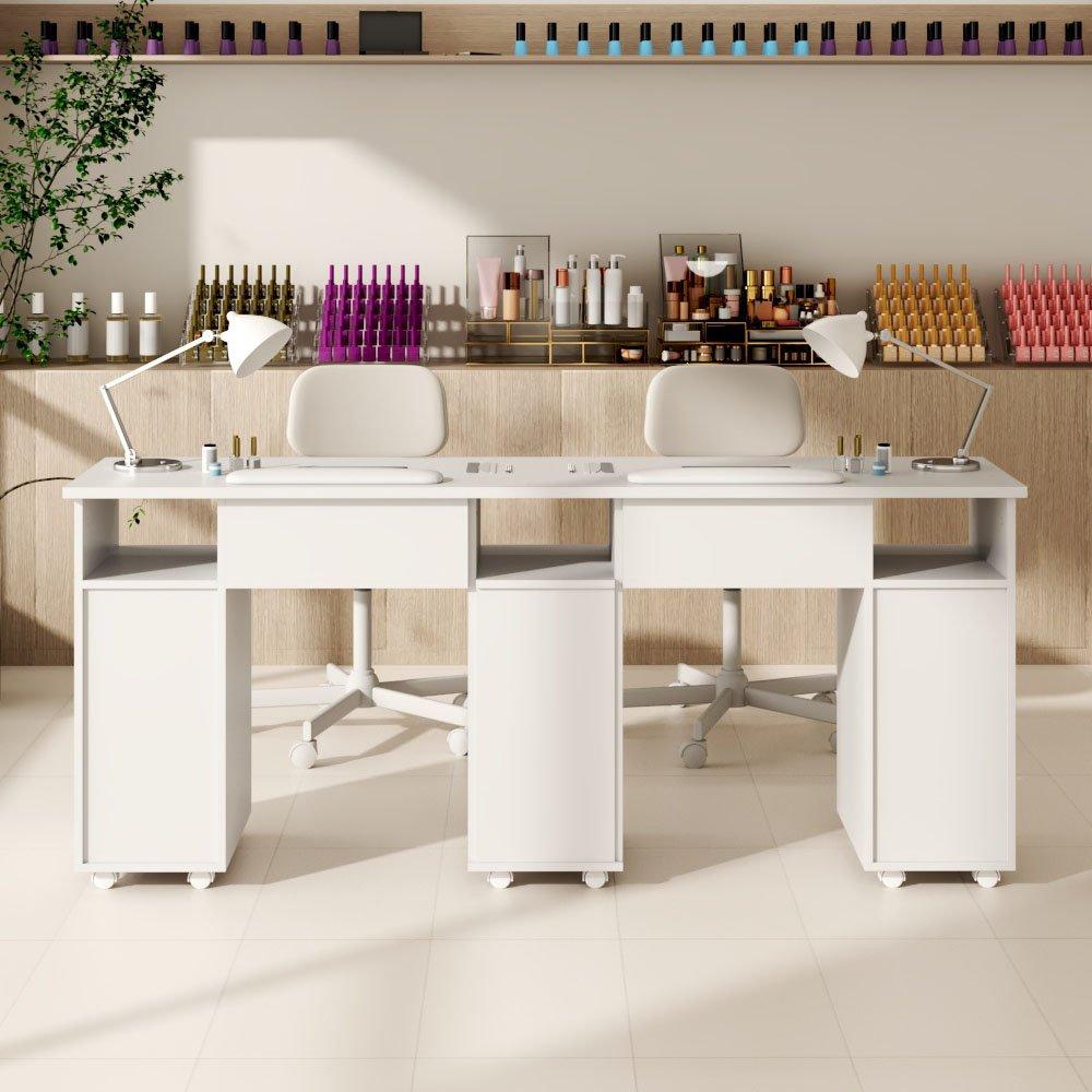 White - SHEONLY - Mobile Manicure Table with Dust Collector & Drawer - 2