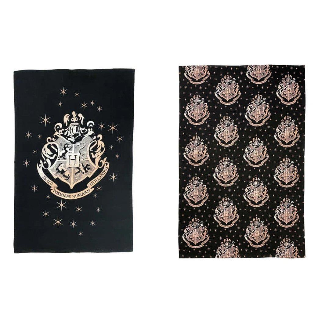 Harry Potter  Hogwarts Gold Crest Twin Pack Tea Towel - 