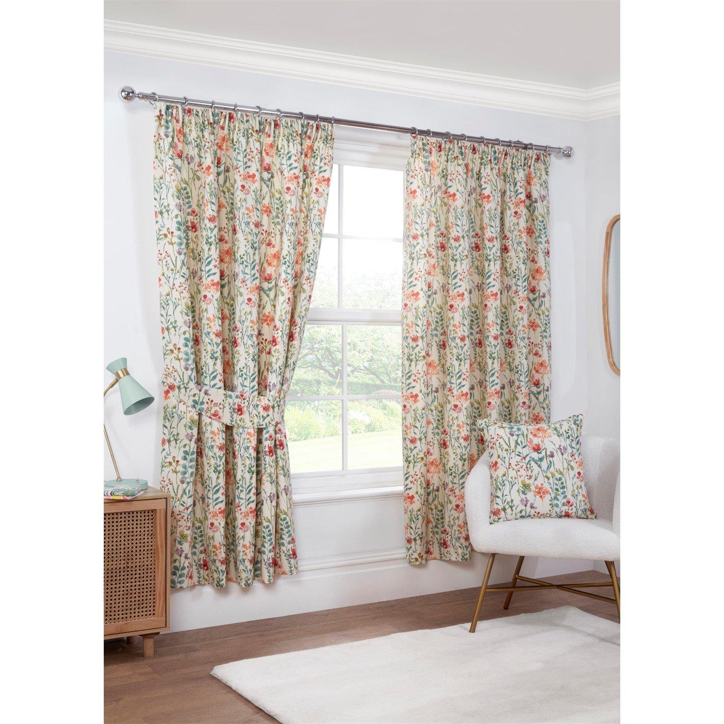 Sundour  Amaryllis Floral Pencil Pleat Curtains -  - 46x72 In
