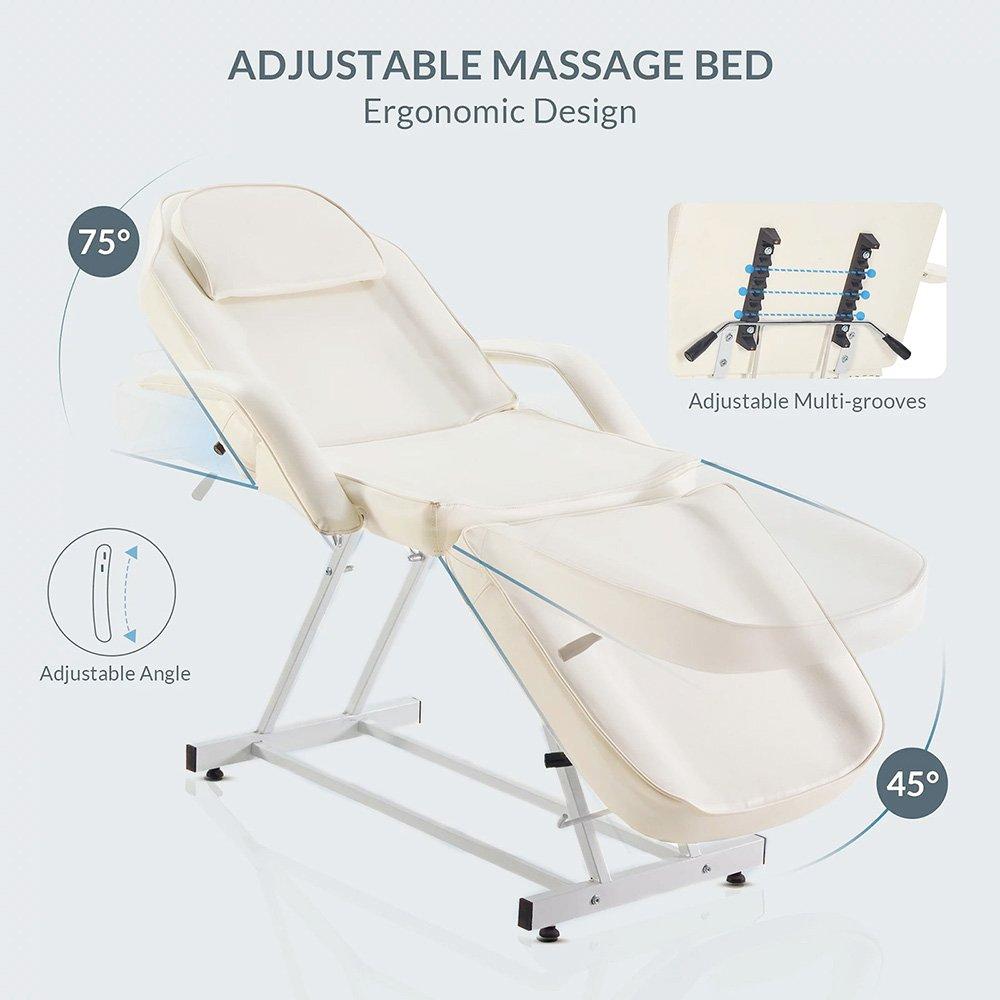 White - SHEONLY - Adjustable Massage Table with Recliner - 5
