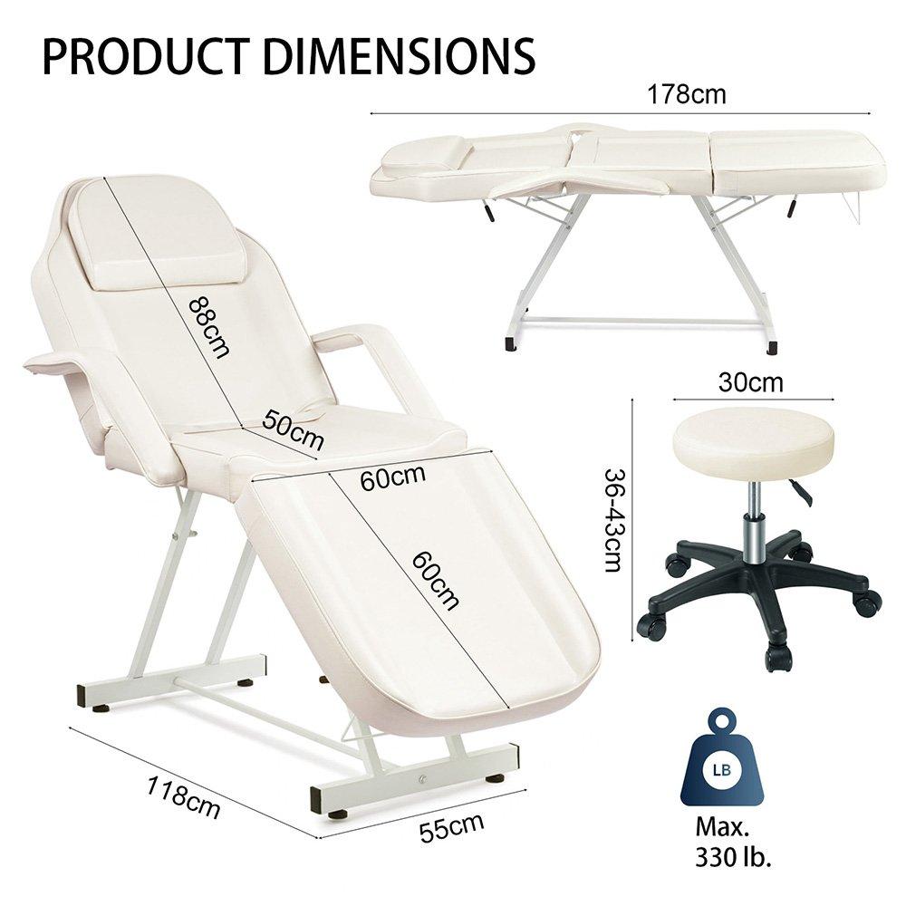 White - SHEONLY - Adjustable Massage Table with Recliner - 10