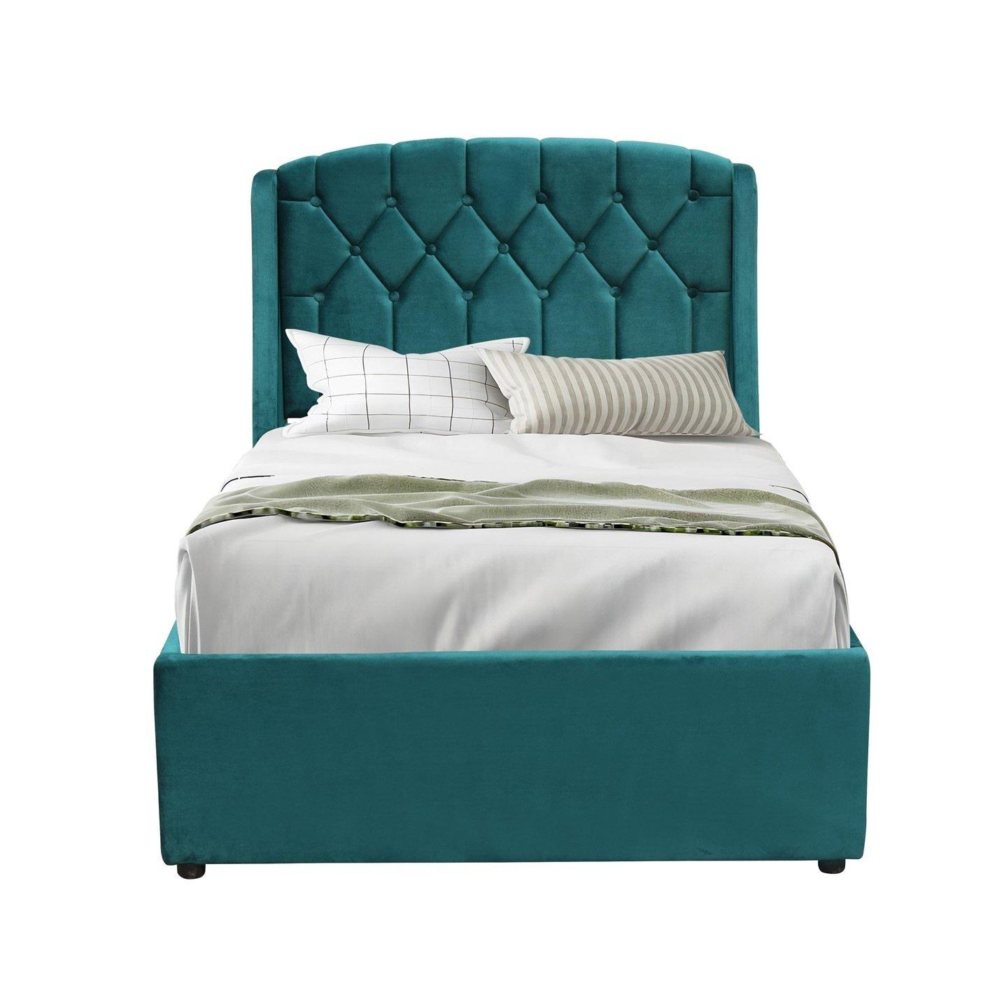 Green - Comfy Living - Diamond Tufted Gas Lift LED Bed Frame - 3