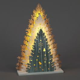 Snowtime 40cm LED Lit 3 Coloured Tree Tabletop Decoration