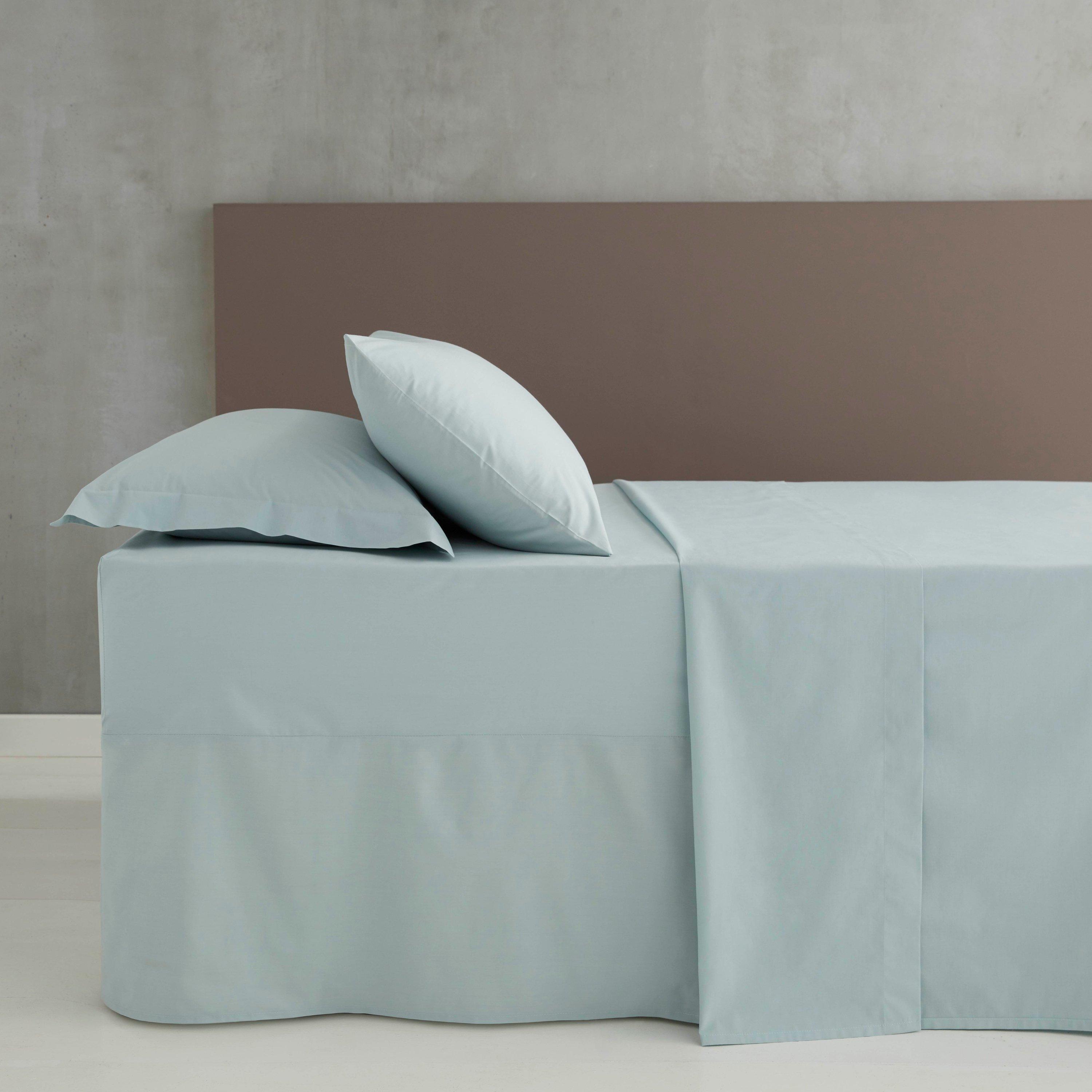 Catherine Lansfield  Easy Iron Percale Combed Fitted Sheet - Duck Egg Blue - Double