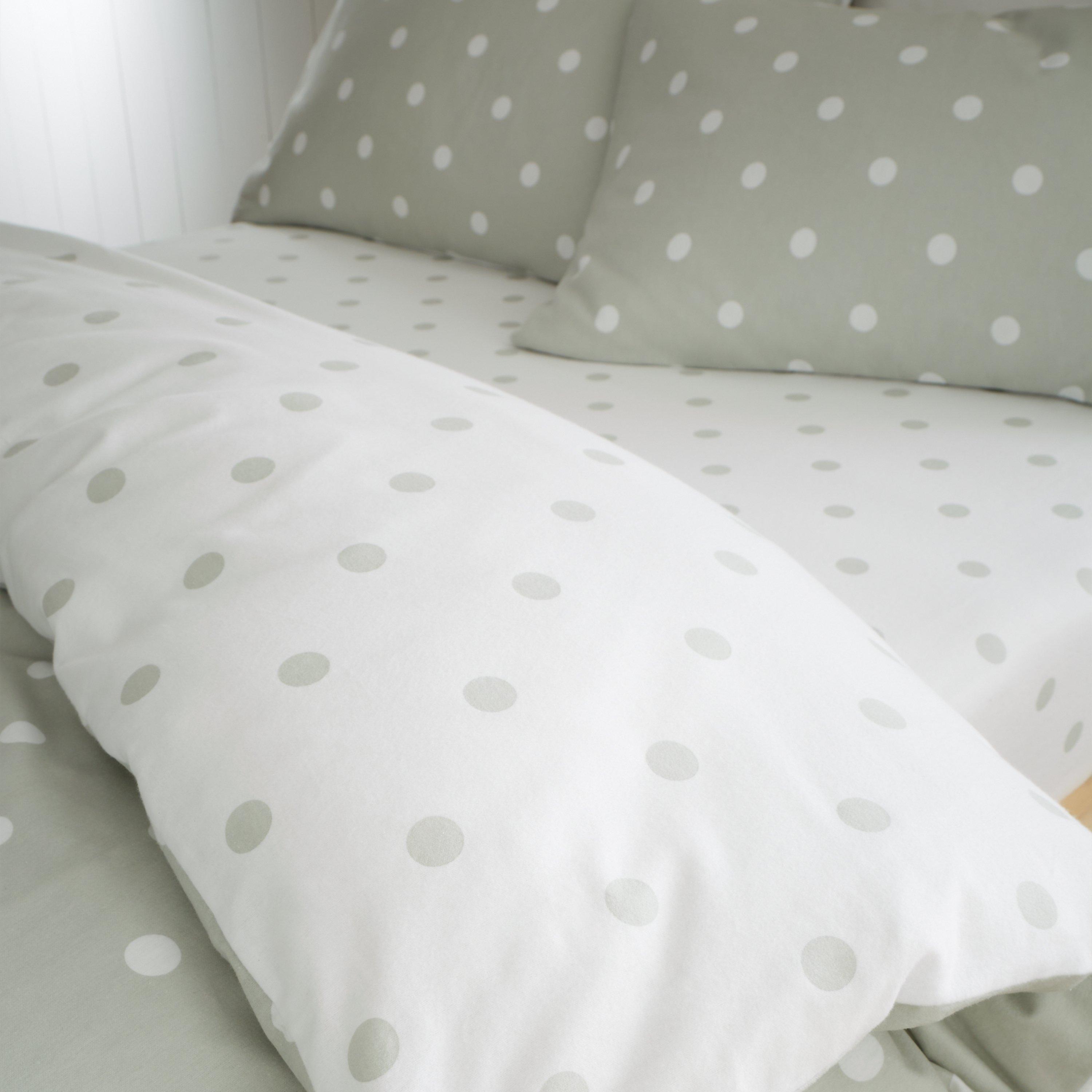Green - Catherine Lansfield - Brushed Polka Dot Cotton Fitted Sheet - 2