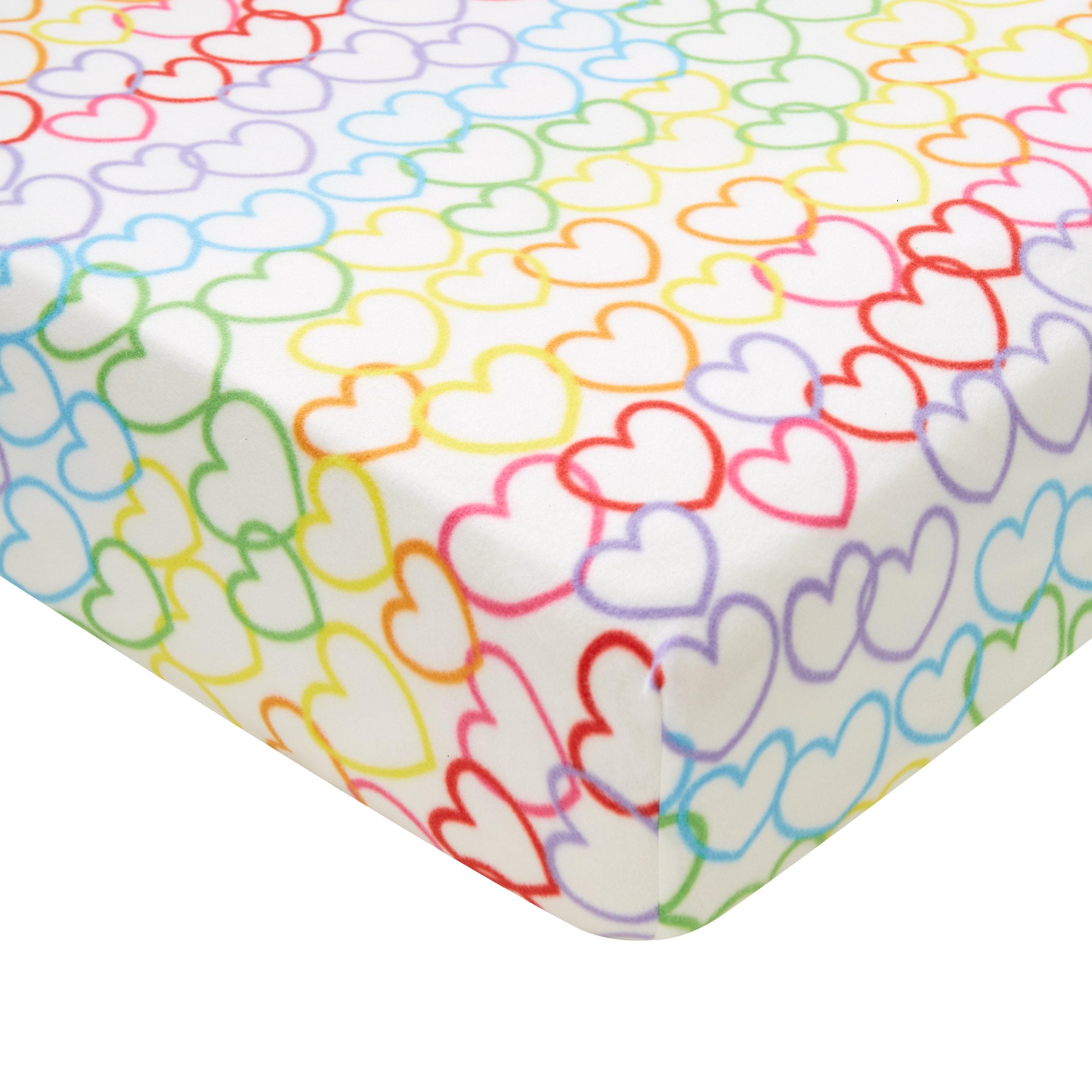 Pink - Catherine Lansfield - Rainbow Hearts Fleece Fitted Sheet - 2