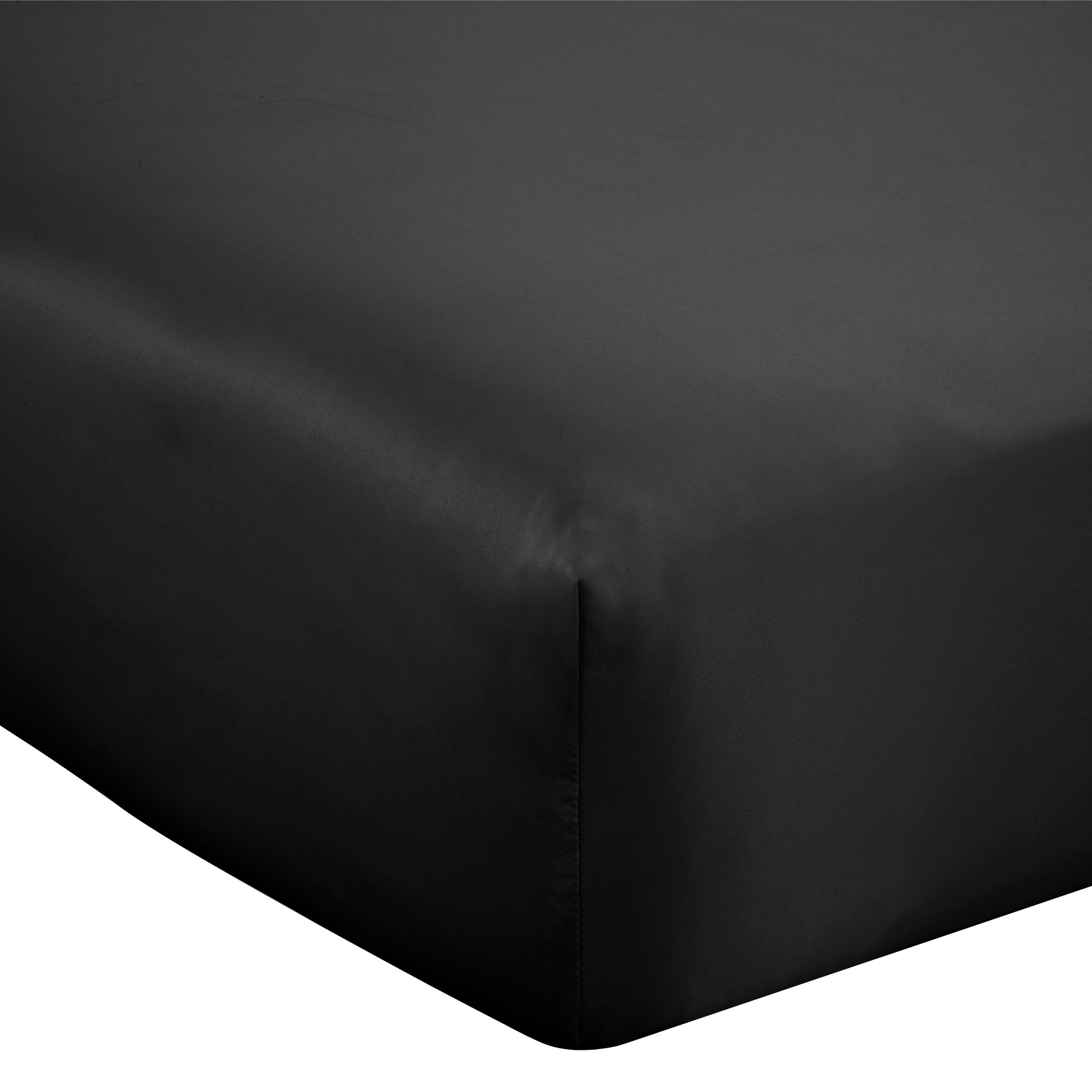 Black - Catherine Lansfield - Silky Soft Satin Fitted Sheet - 2