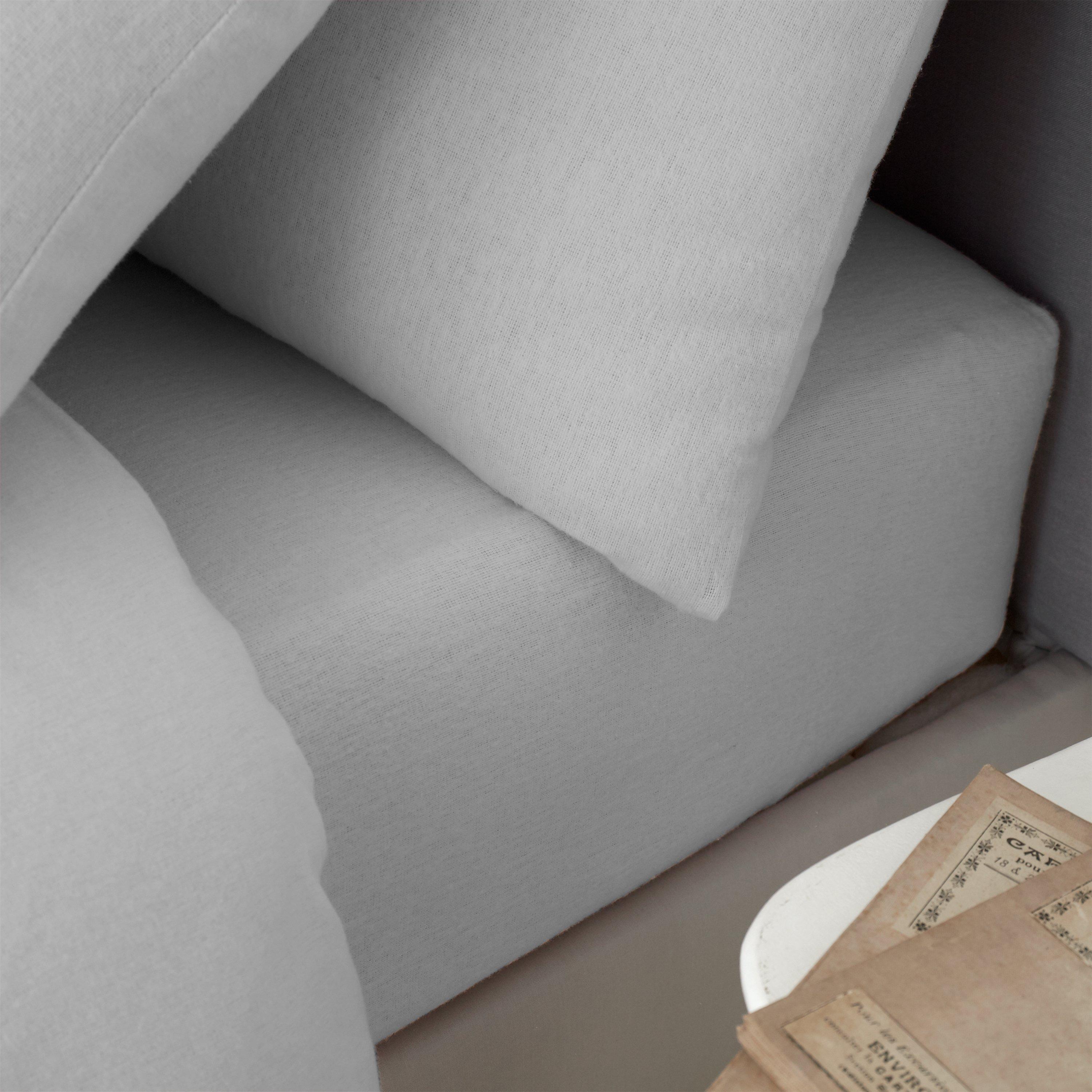 Catherine Lansfield  Brushed Cotton Fitted Sheet - Grey - Double
