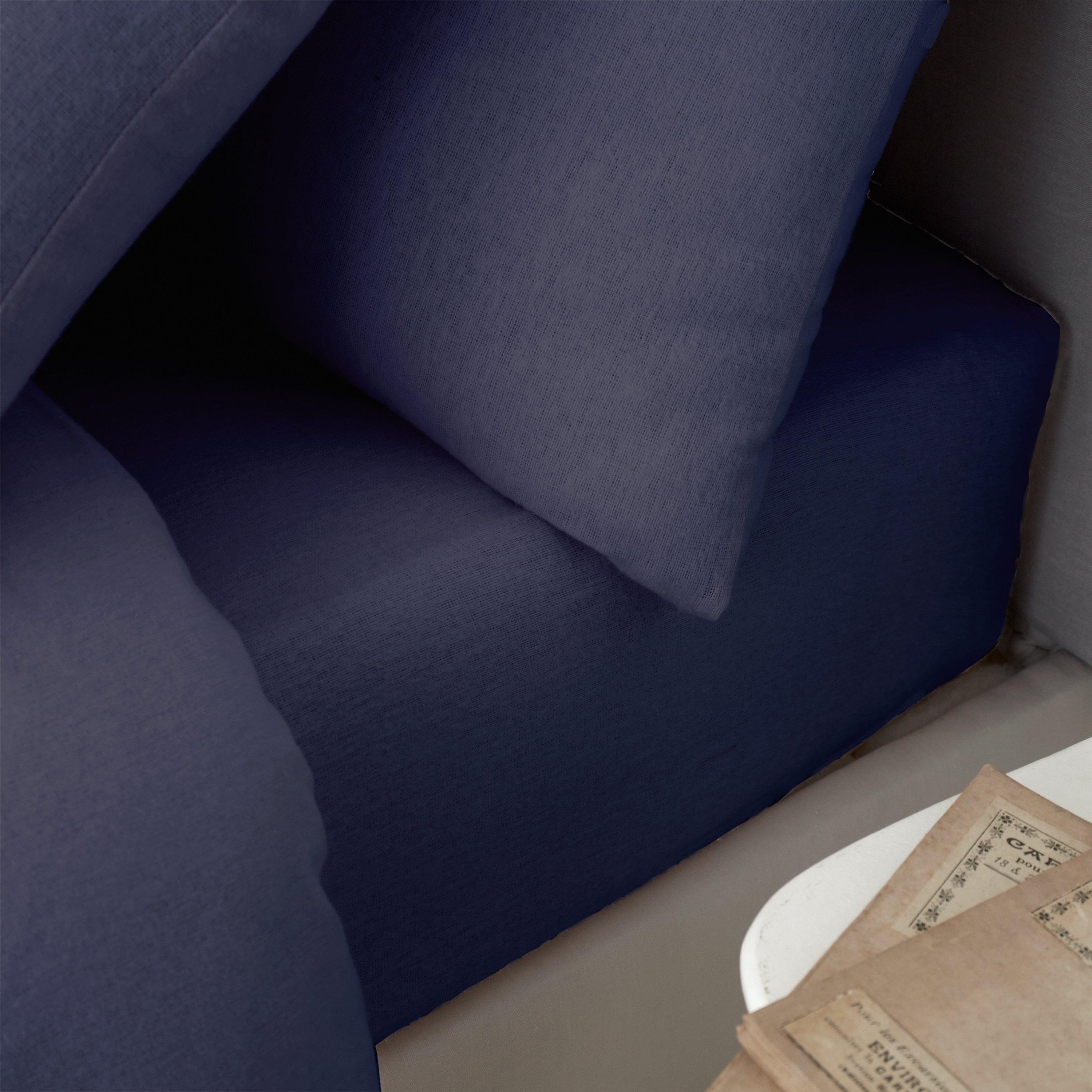 Navy Blue - Catherine Lansfield - Brushed Cotton Fitted Sheet - 1