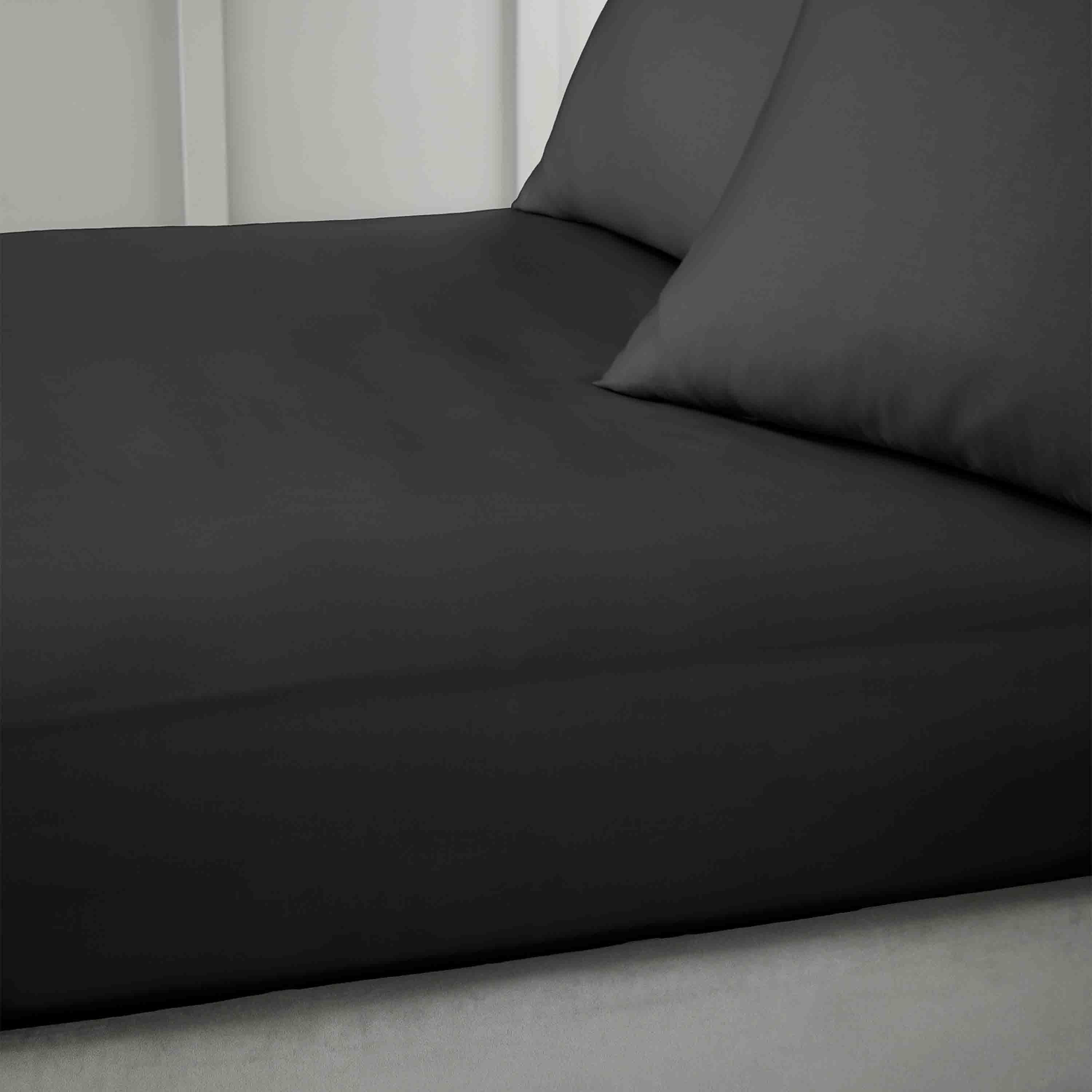 Bianca  400 Thread Count Cotton Sateen Fitted Sheet - Black - Single