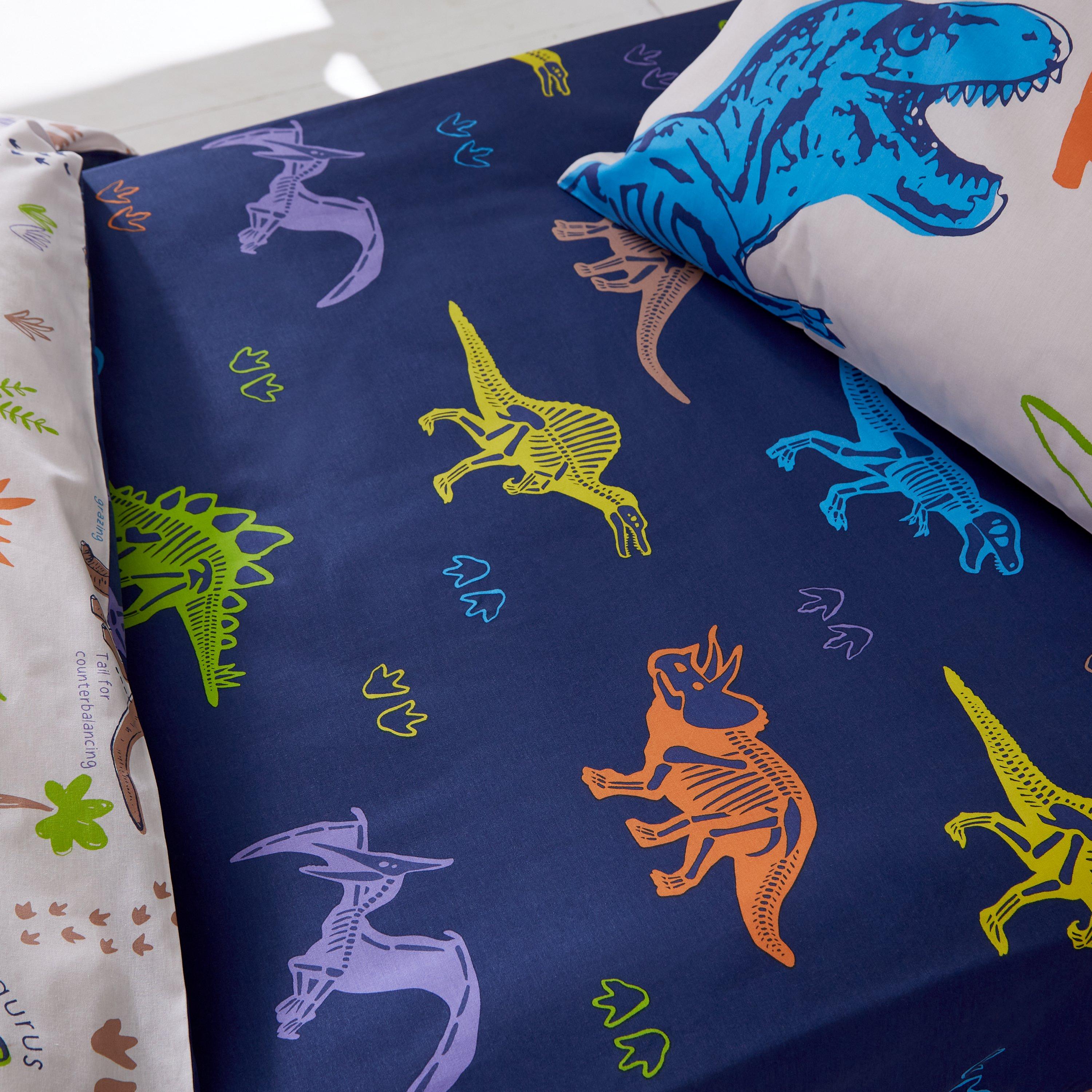 Blue - Catherine Lansfield - Prehistoric Dinosaurs Fitted Sheet - 1