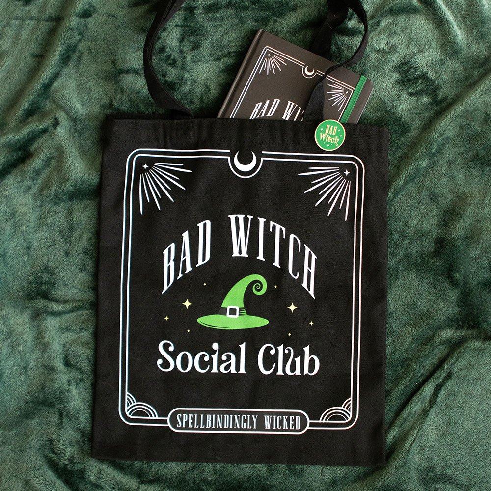 Something Different  Bad Witch Social Club Polycotton Tote Bag With Pin - Black