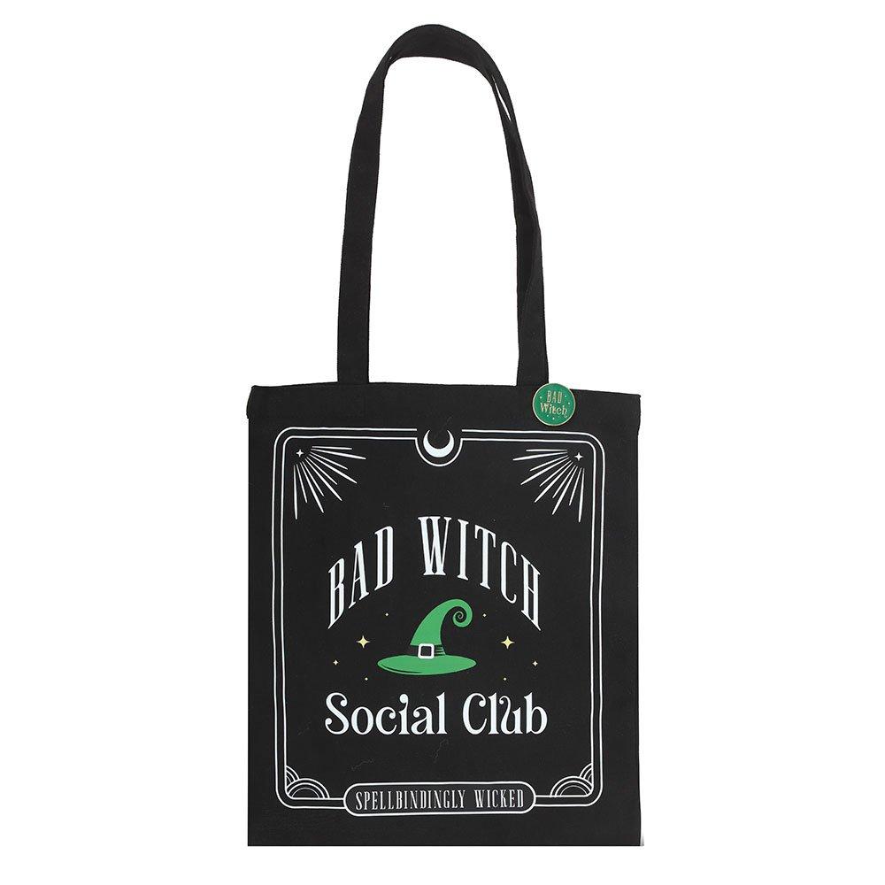Black - Something Different - Bad Witch Social Club Polycotton Tote Bag with Pin - 2