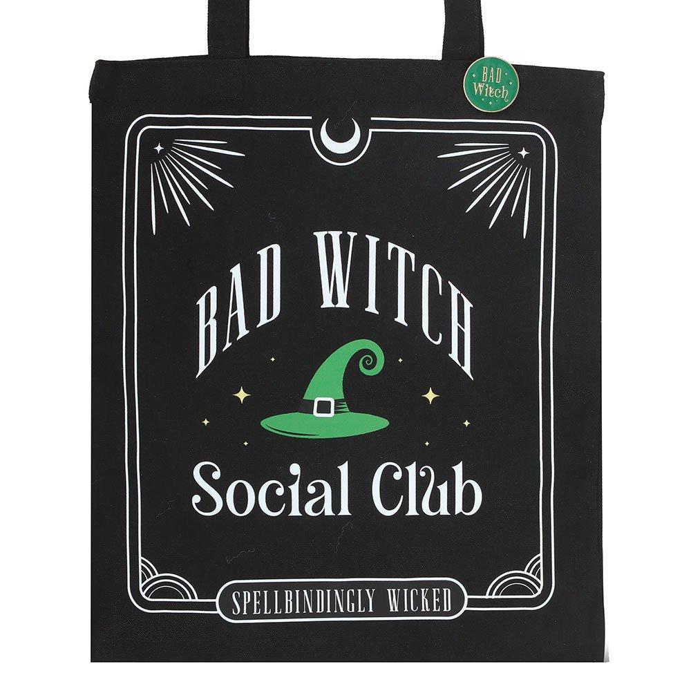 Black - Something Different - Bad Witch Social Club Polycotton Tote Bag with Pin - 3