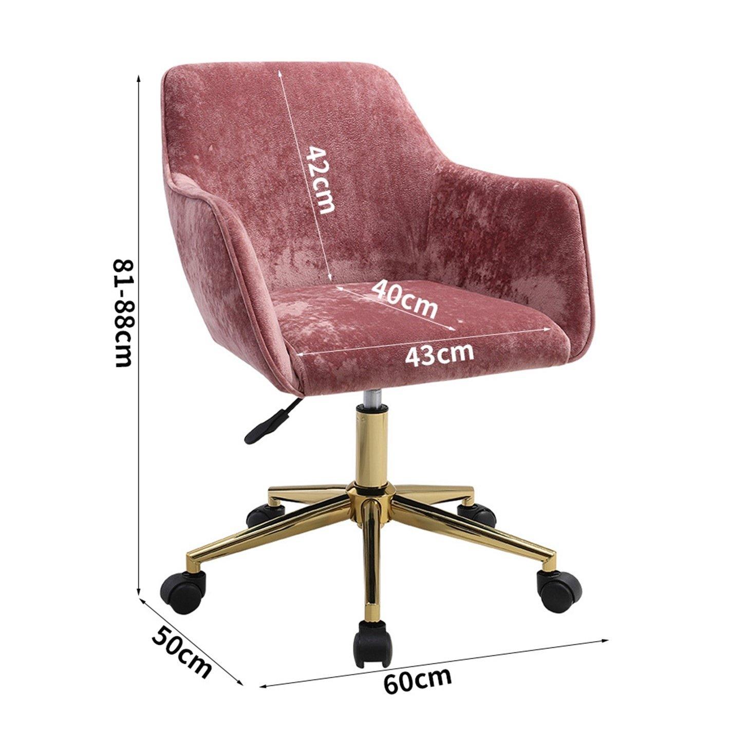 Pink - Kabinet UK - Velvet Upholstered Home Office Swivel Task Chair - 12