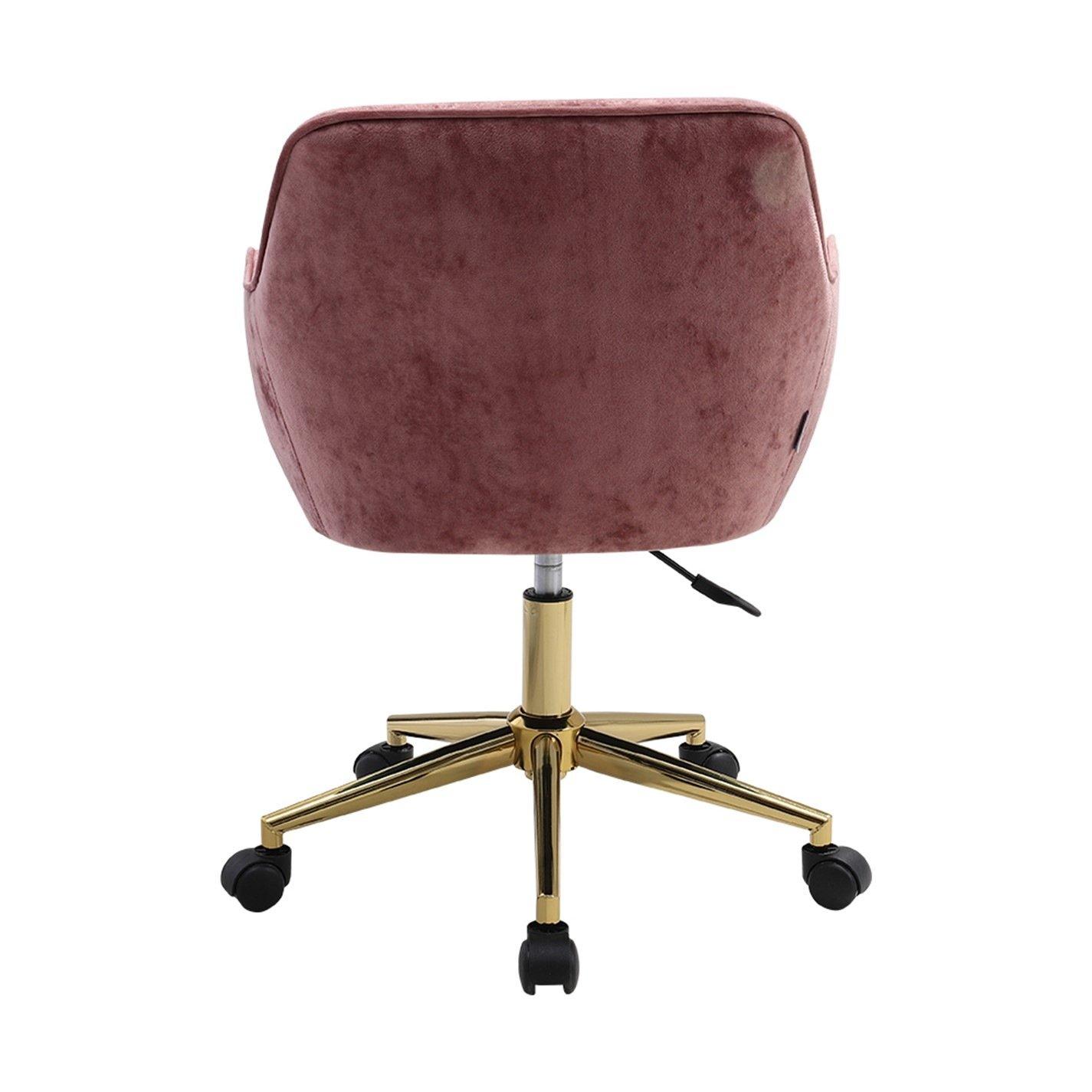 Pink - Kabinet UK - Velvet Upholstered Home Office Swivel Task Chair - 6