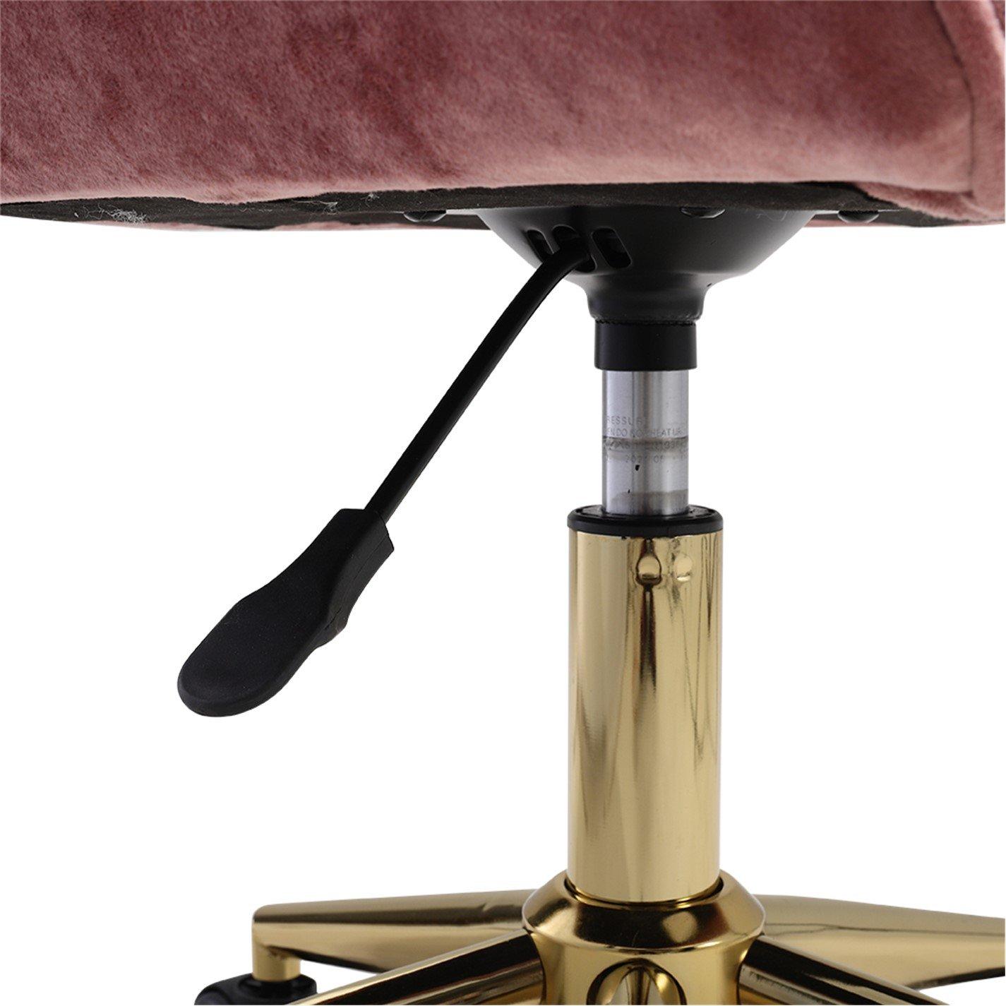 Pink - Kabinet UK - Velvet Upholstered Home Office Swivel Task Chair - 7