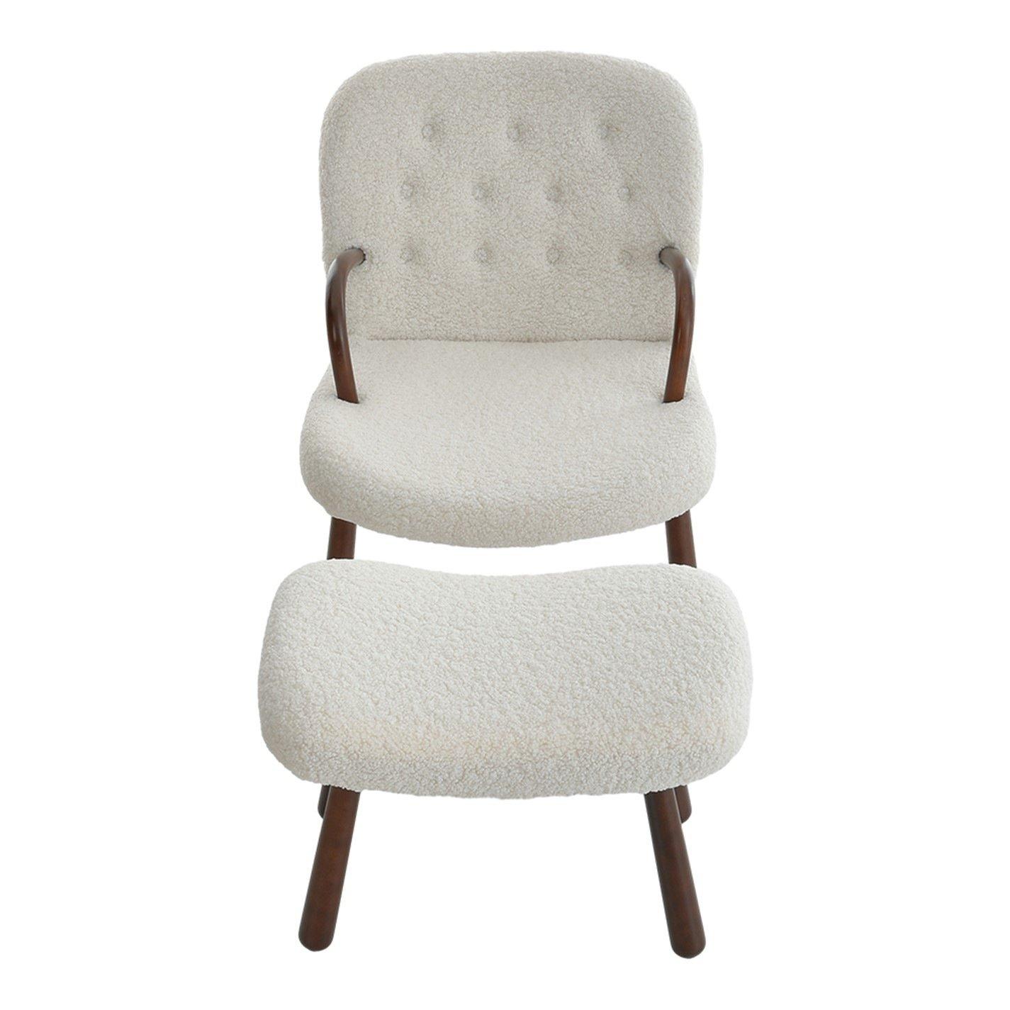 White - Kabinet UK - Sherpa Armchair and Footstool Set - 2