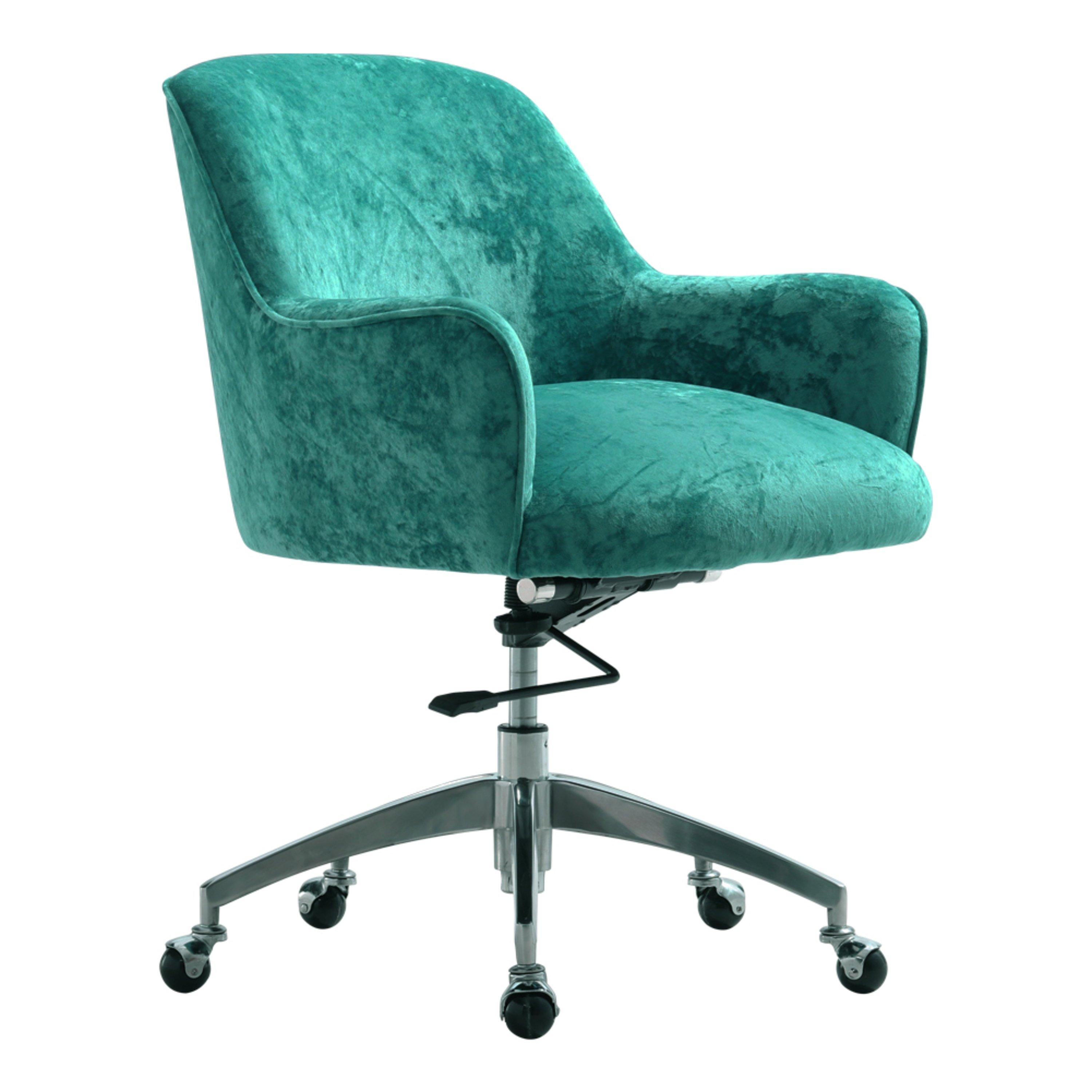 Light Green - Kabinet UK - Velvet Upholstered Wheeled Swivel Office Chair - 1