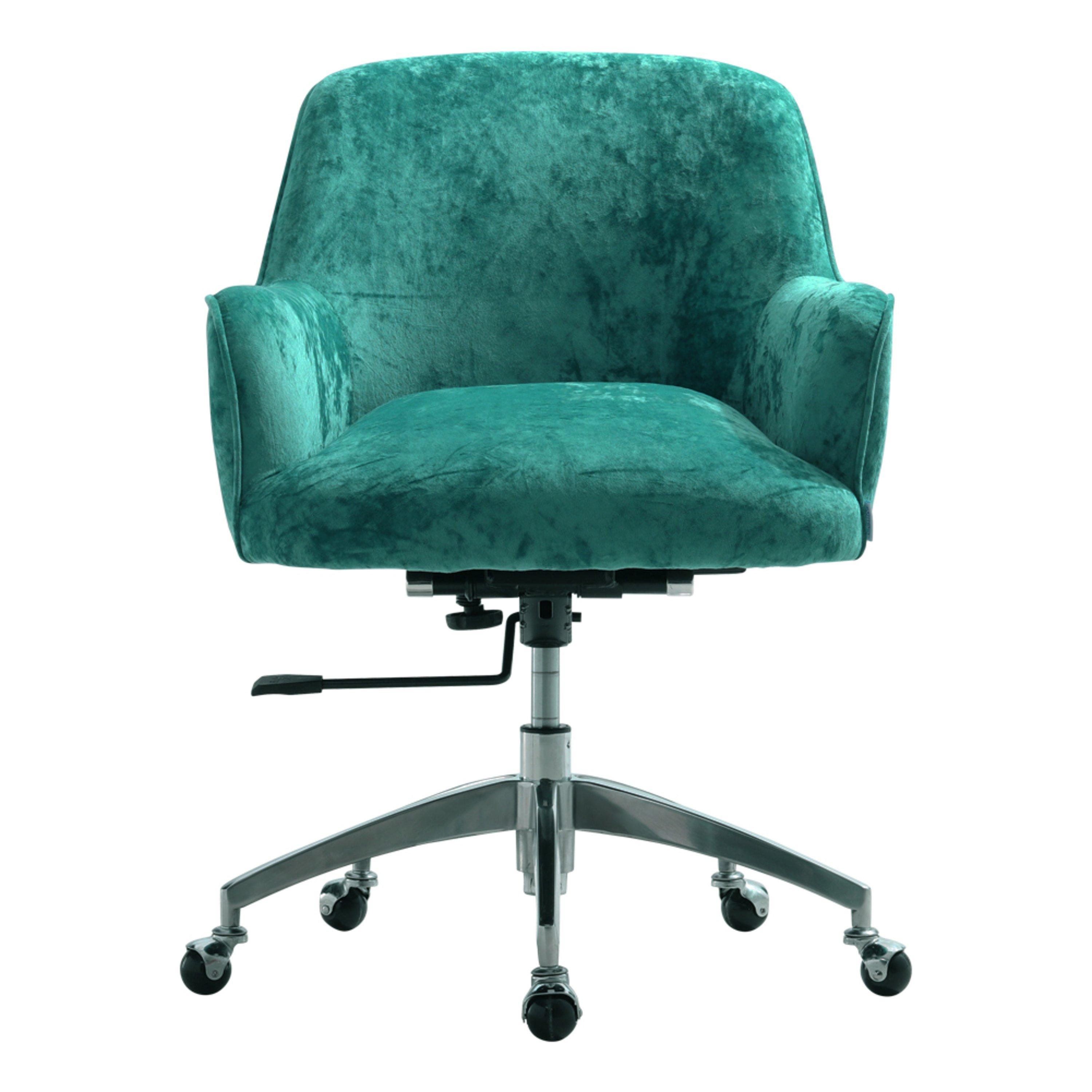 Light Green - Kabinet UK - Velvet Upholstered Wheeled Swivel Office Chair - 2