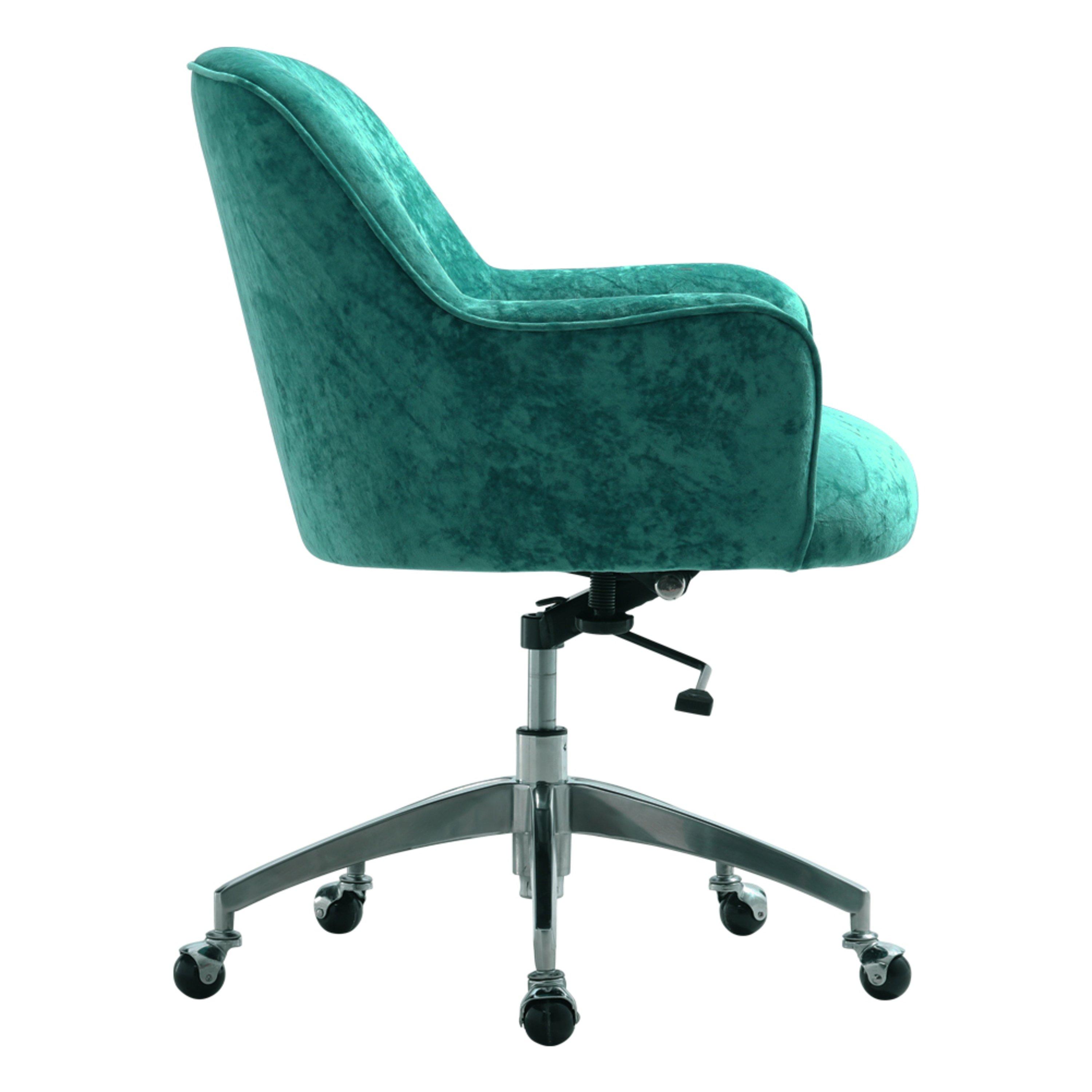 Light Green - Kabinet UK - Velvet Upholstered Wheeled Swivel Office Chair - 3