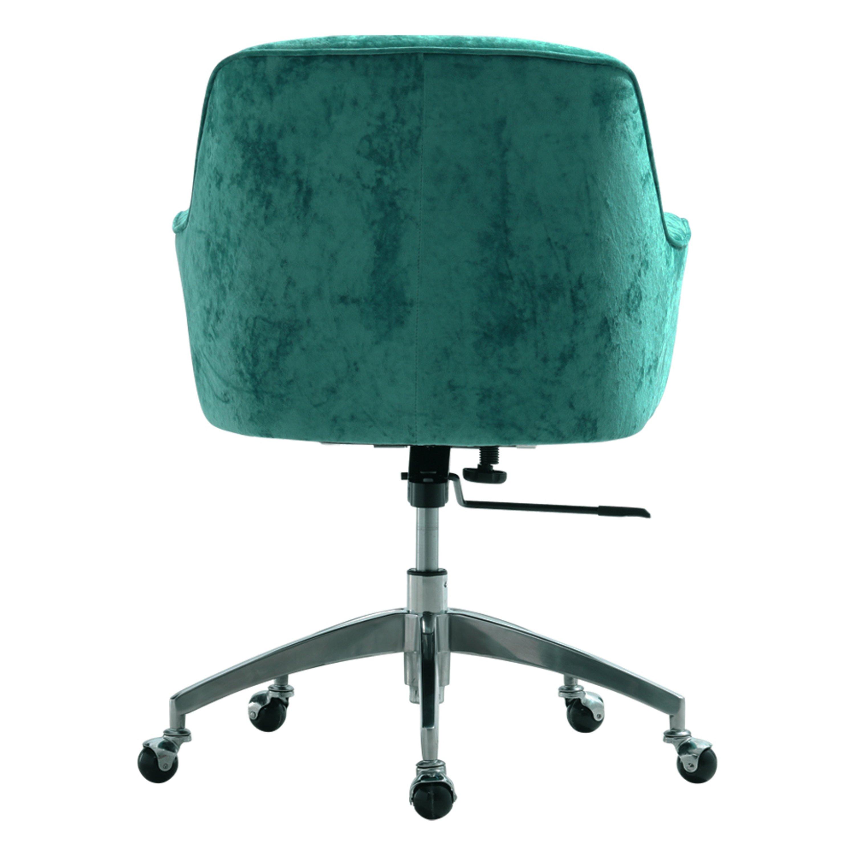 Light Green - Kabinet UK - Velvet Upholstered Wheeled Swivel Office Chair - 4