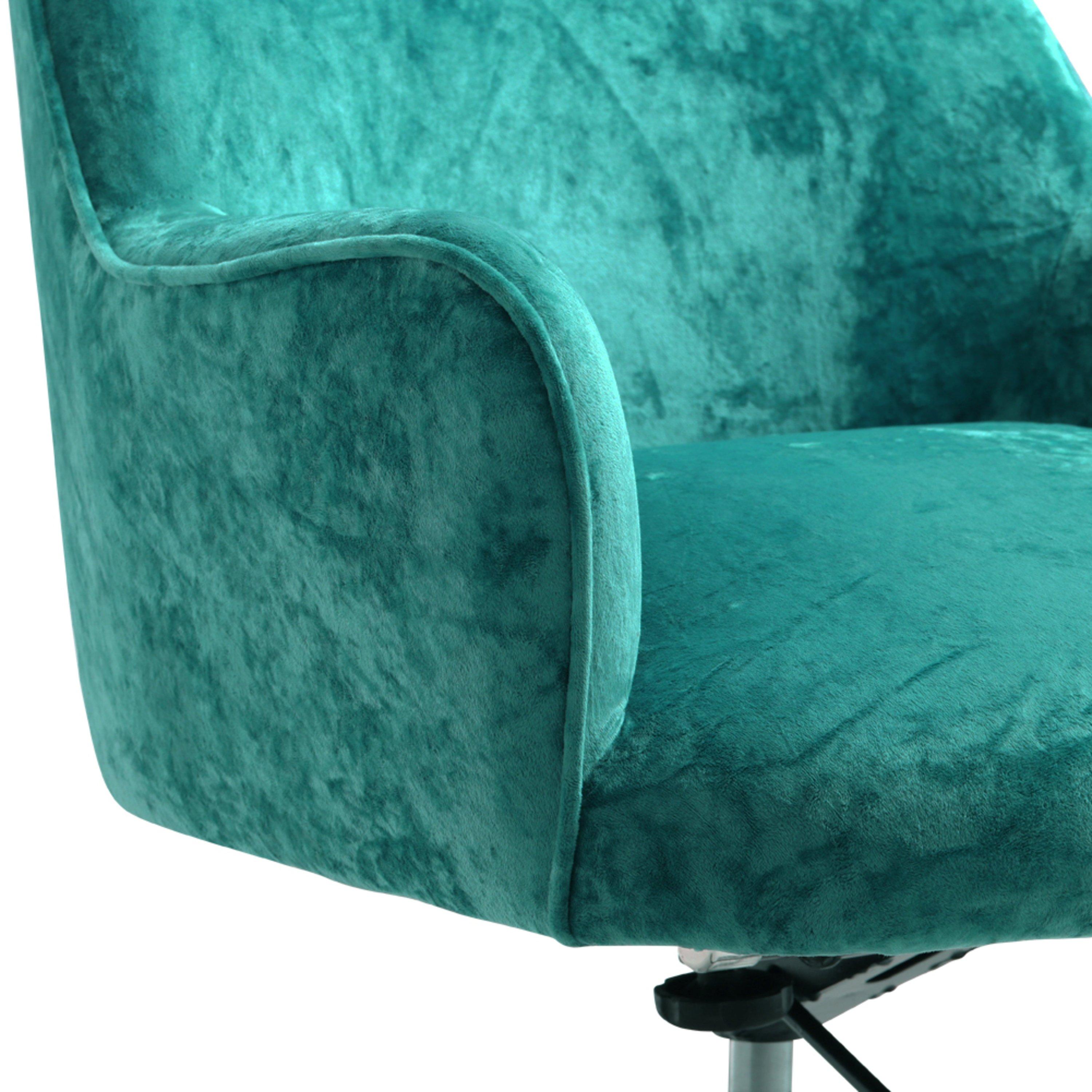 Light Green - Kabinet UK - Velvet Upholstered Wheeled Swivel Office Chair - 5