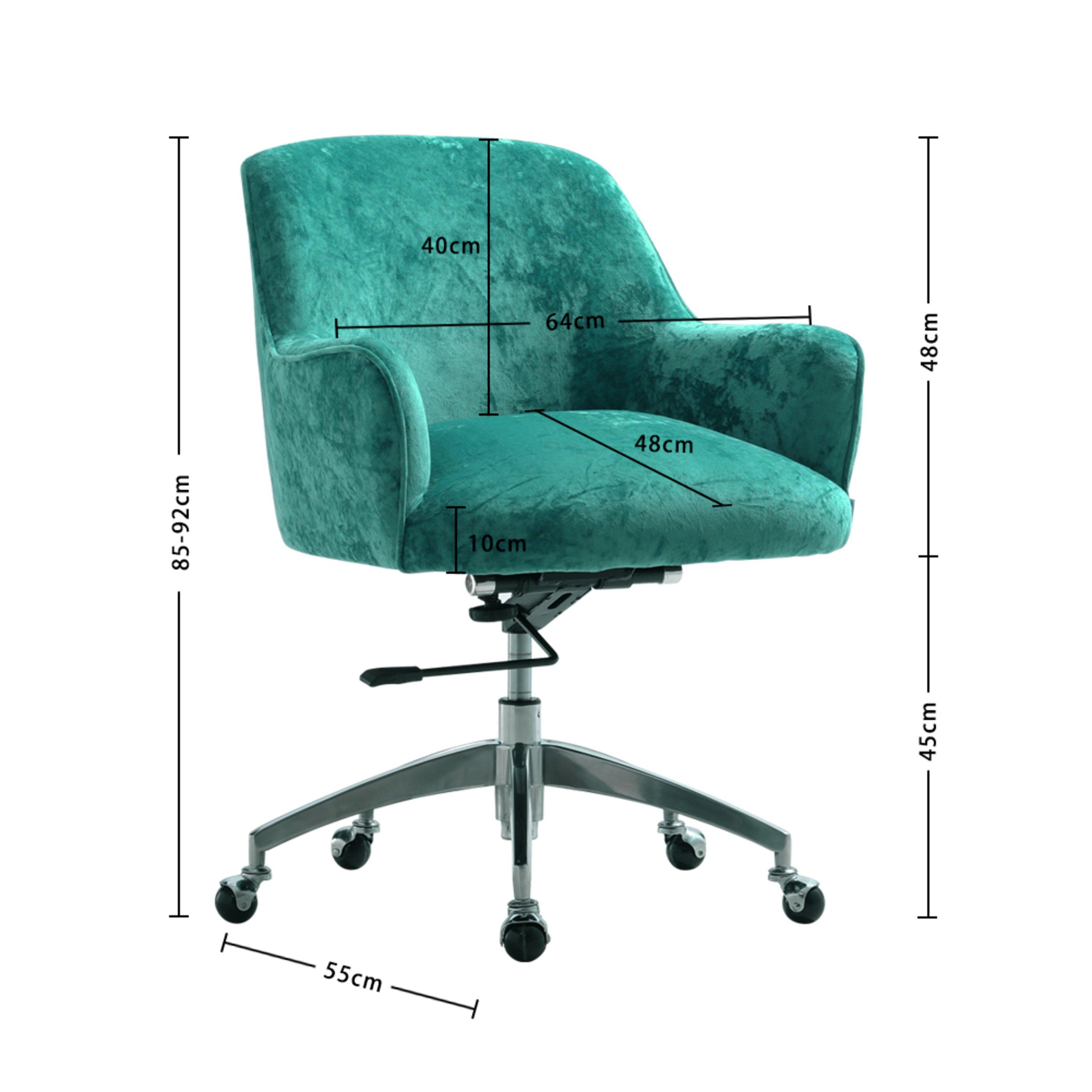 Light Green - Kabinet UK - Velvet Upholstered Wheeled Swivel Office Chair - 10