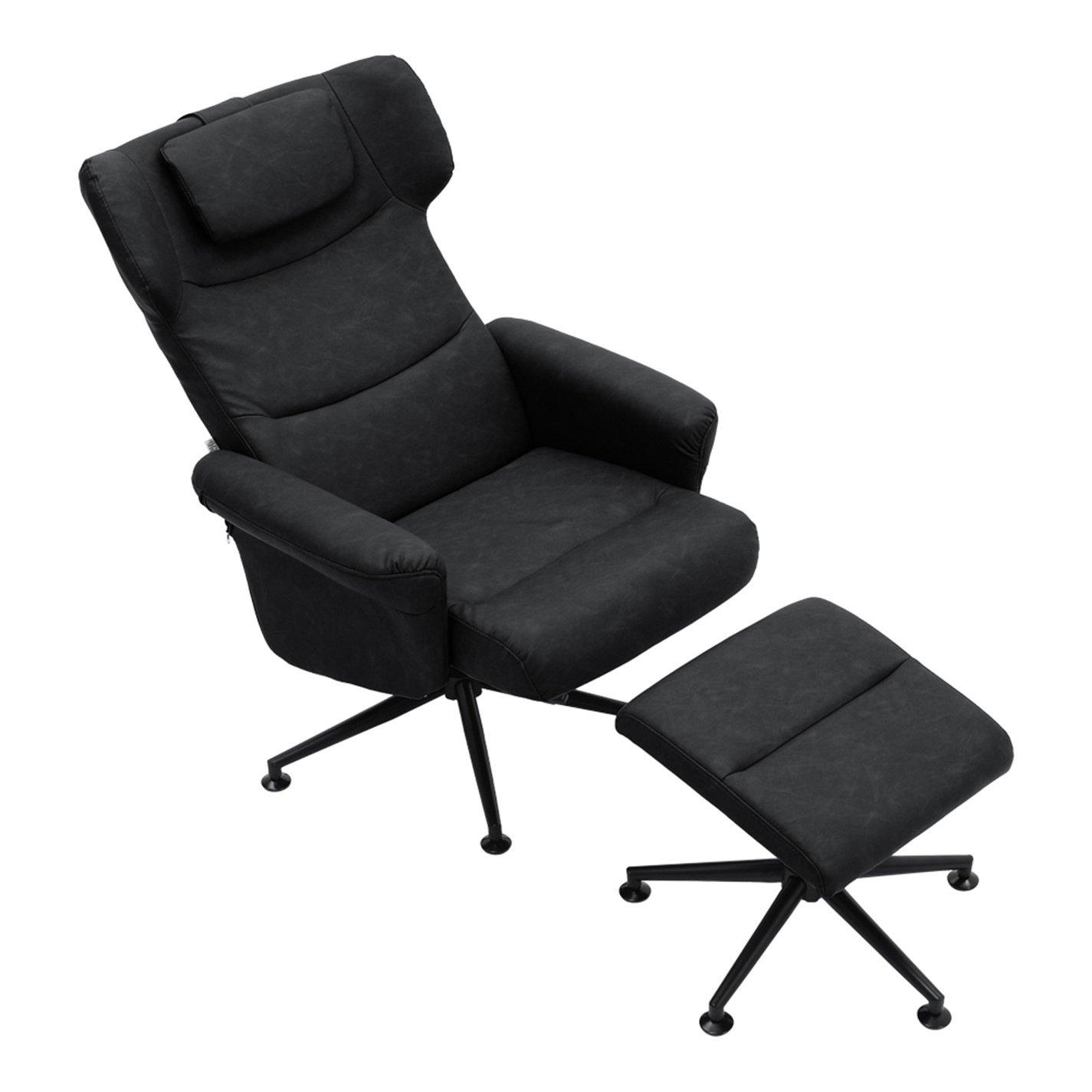 Kabinet Uk  Faux Leather Swivel Armchair With Footstool - Grey