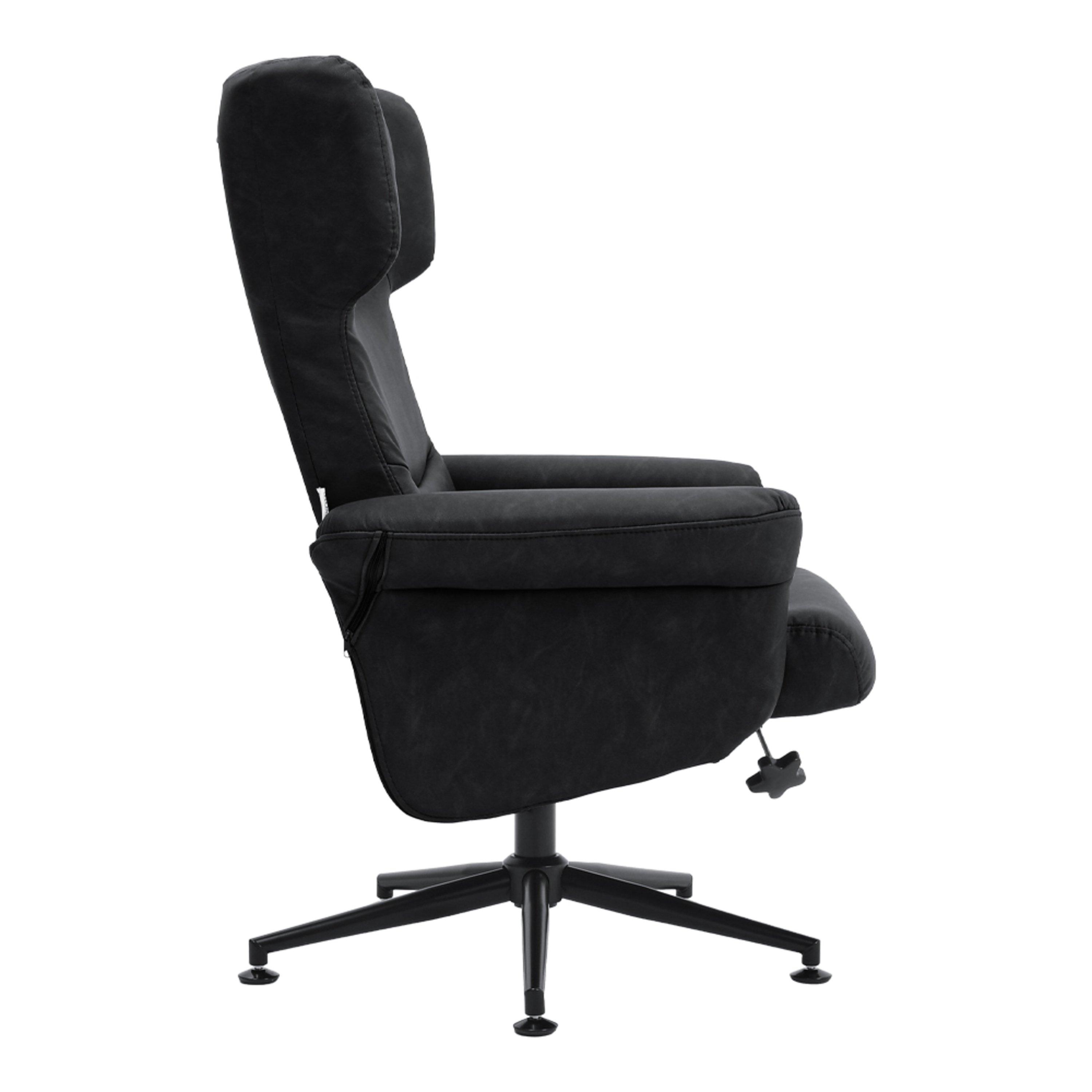 Grey - Kabinet UK - Faux Leather Swivel Armchair with Footstool - 2